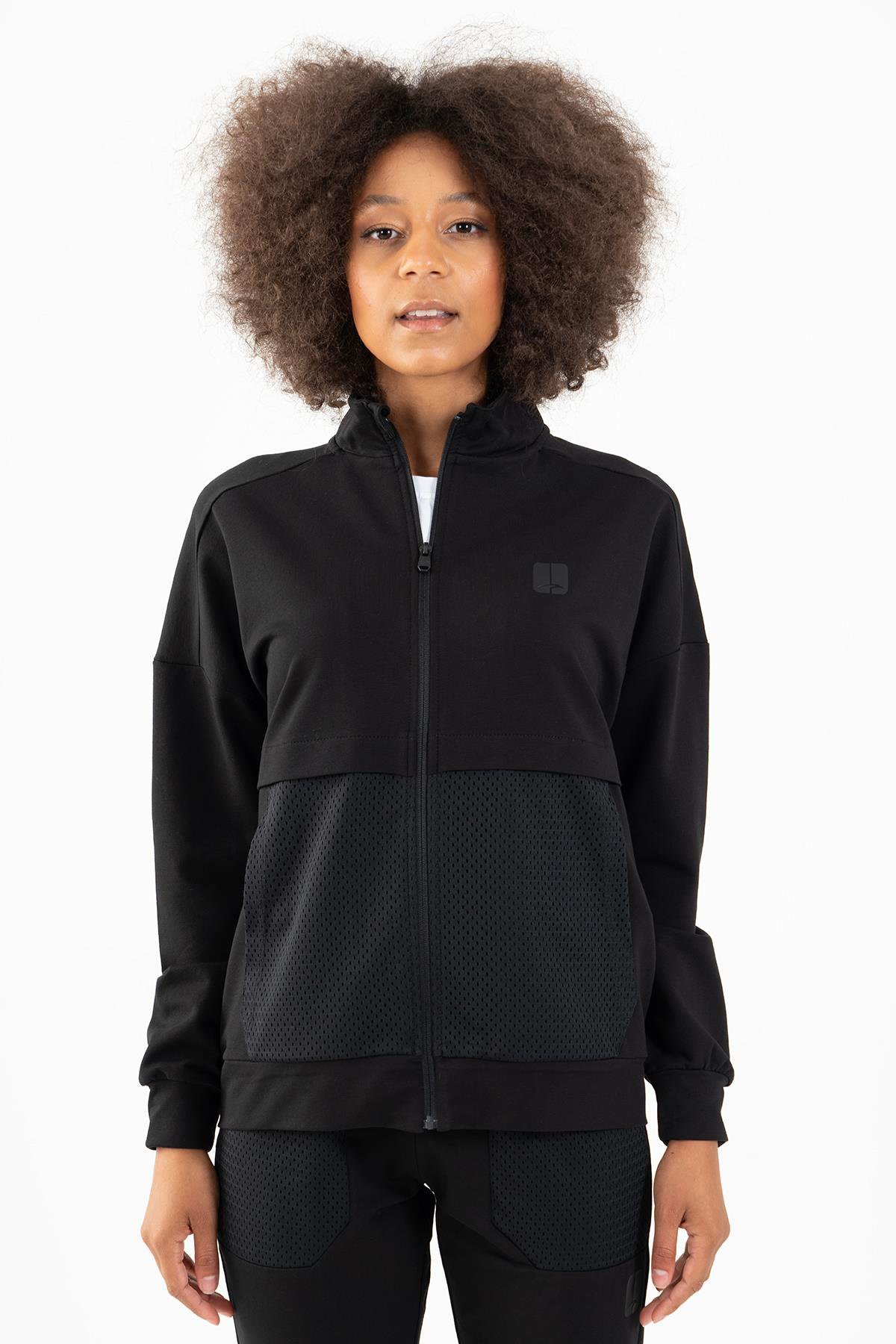 Maraton Sportswear Comfort Kadın Dik Yaka  Düşük Kol Basic Tracktop 22178