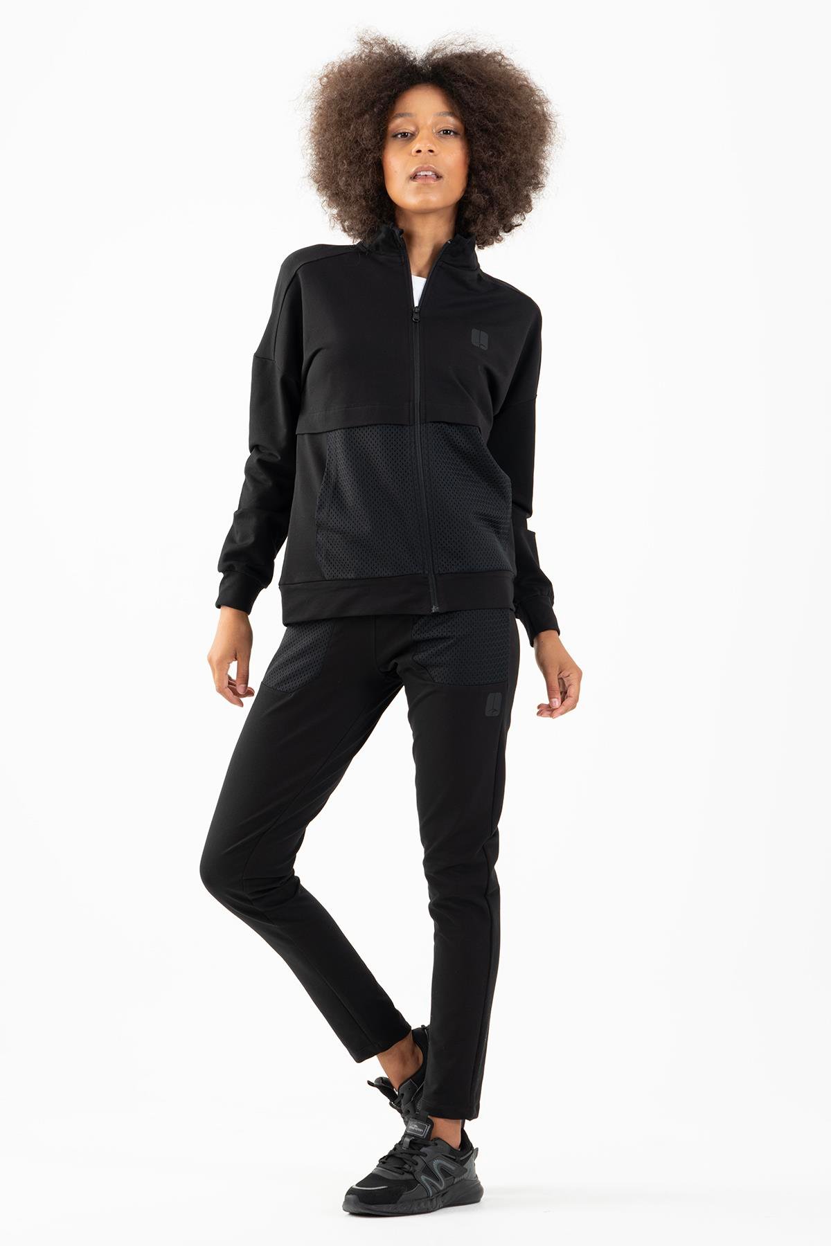Maraton Sportswear Comfort Kadın Dik Yaka  Düşük Kol Basic Tracktop 22178