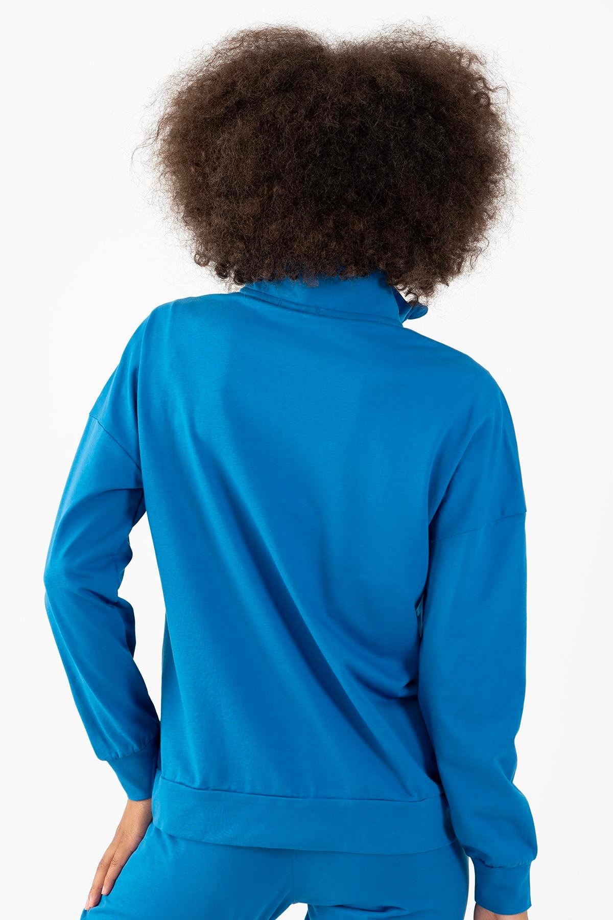 Maraton Sportswear Comfort Kadın Dik Yaka  Düşük Kol Basic Tracktop 22178