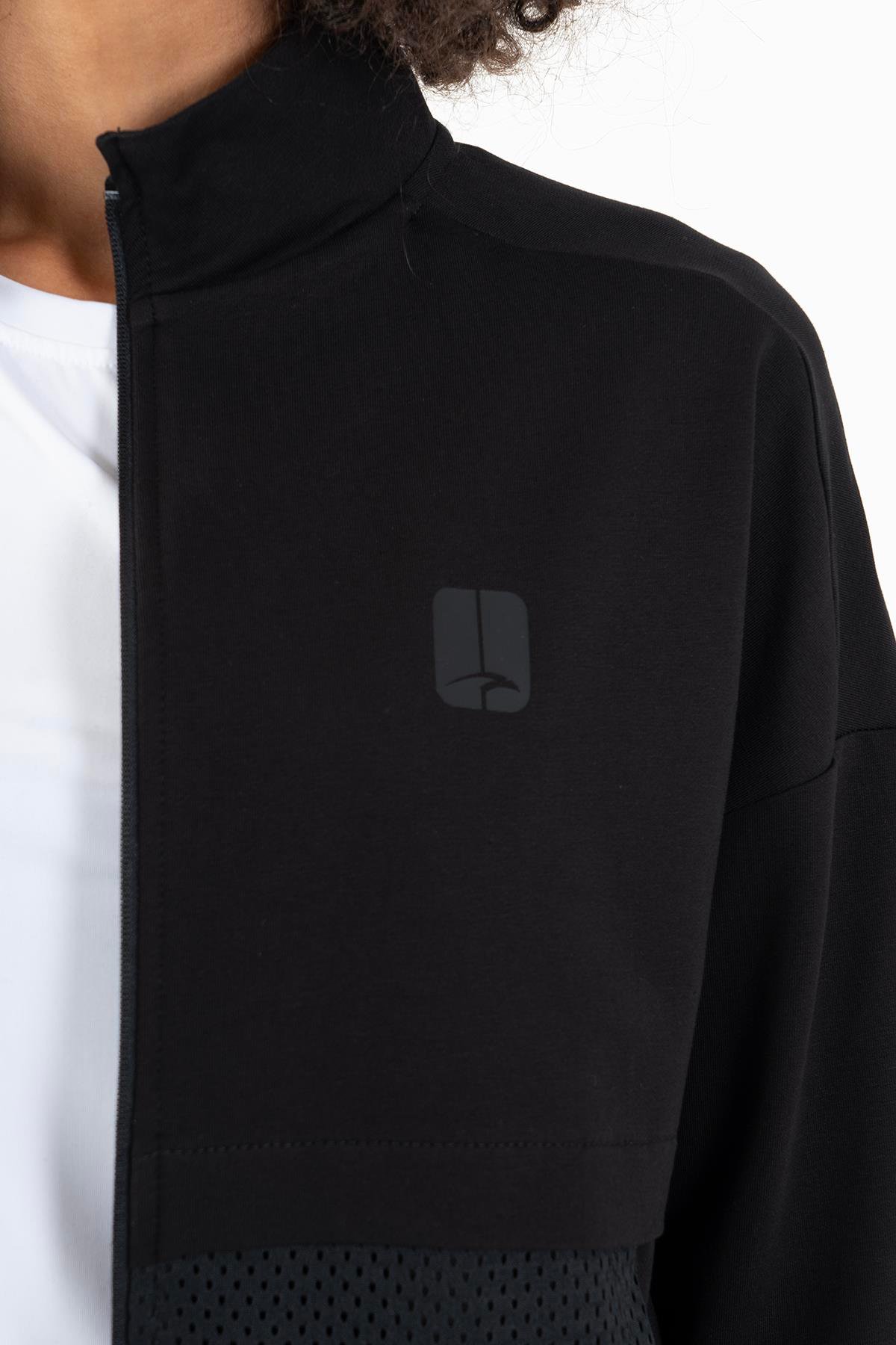Maraton Sportswear Comfort Kadın Dik Yaka  Düşük Kol Basic Tracktop 22178