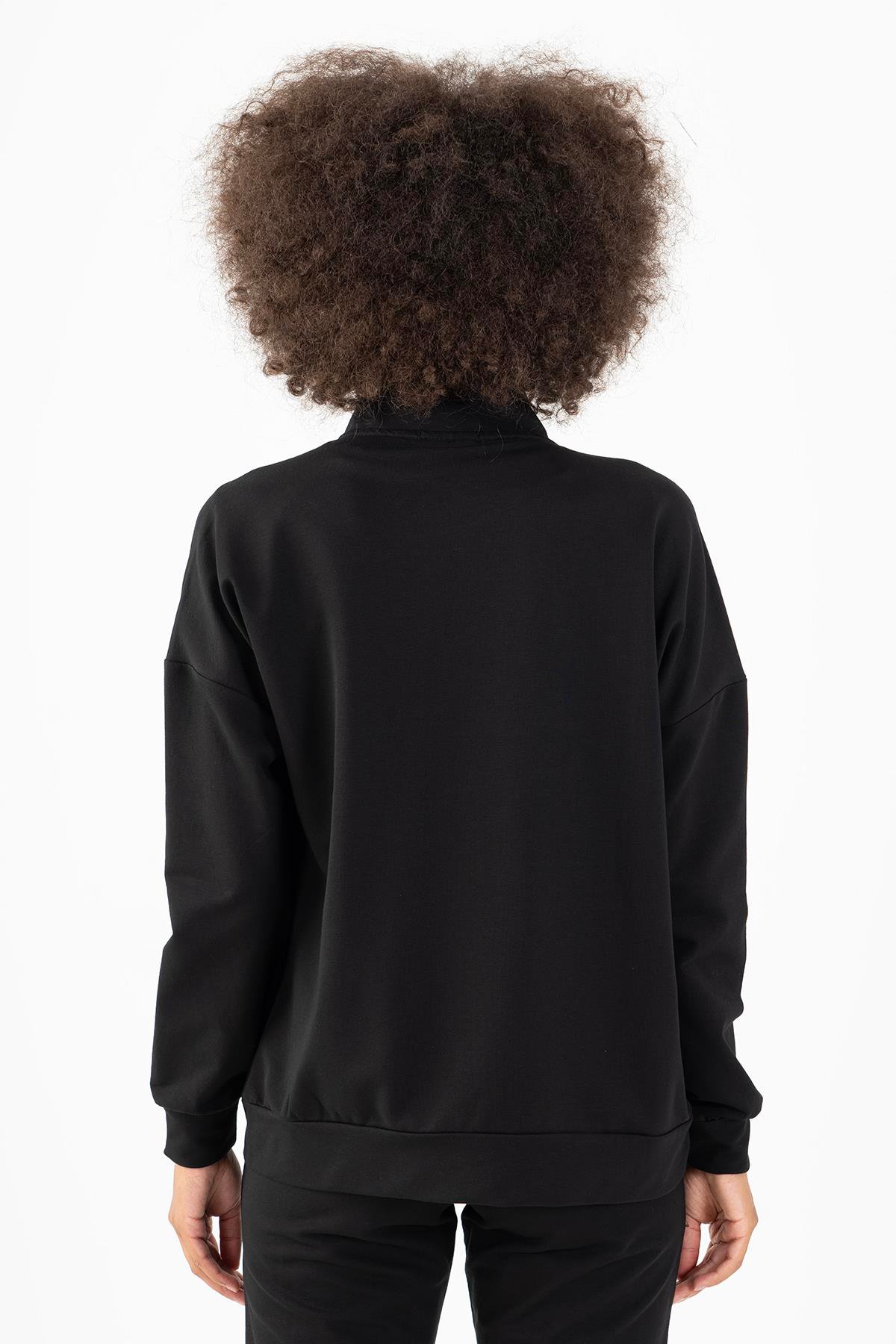 Maraton Sportswear Comfort Kadın Dik Yaka  Düşük Kol Basic Tracktop 22178