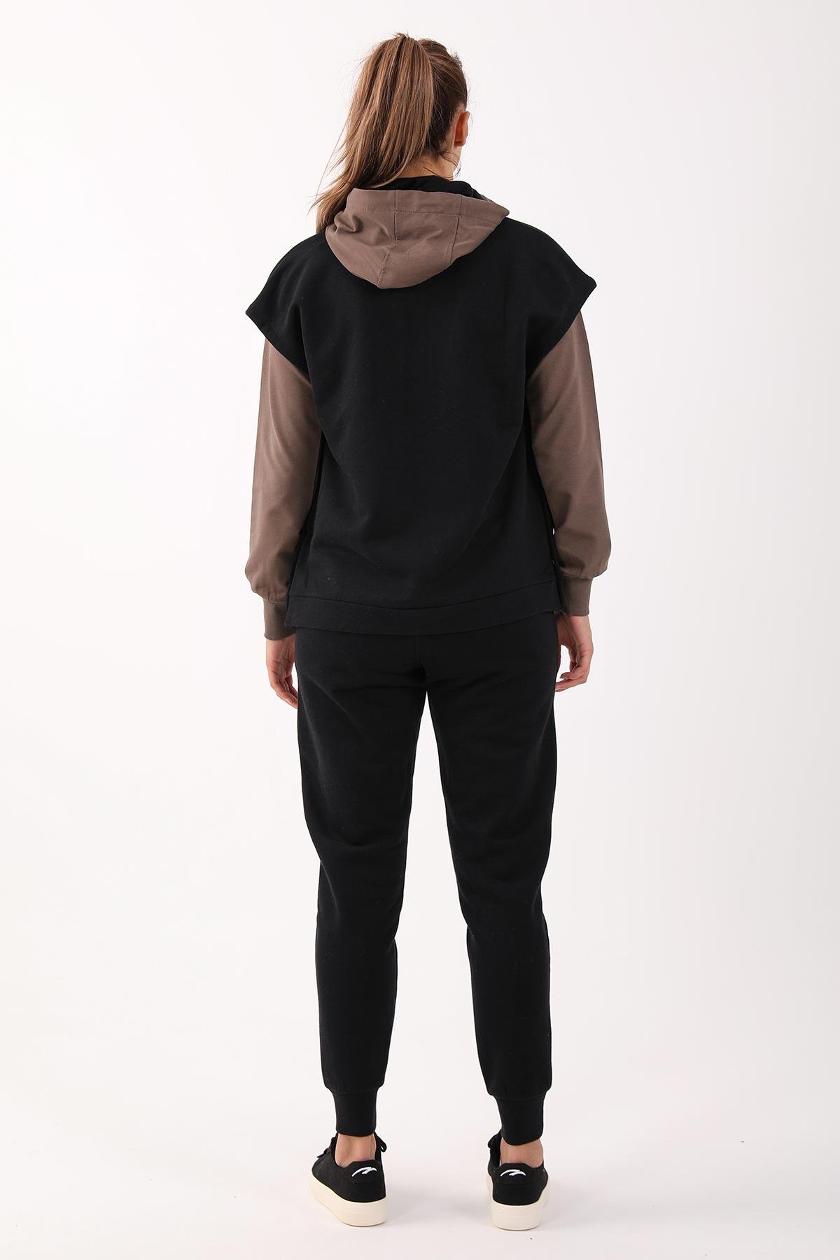 Maraton Sportswear Comfort Kadın Hakim Yaka  Uzun Kol Basic Eşofman Takımı 21912