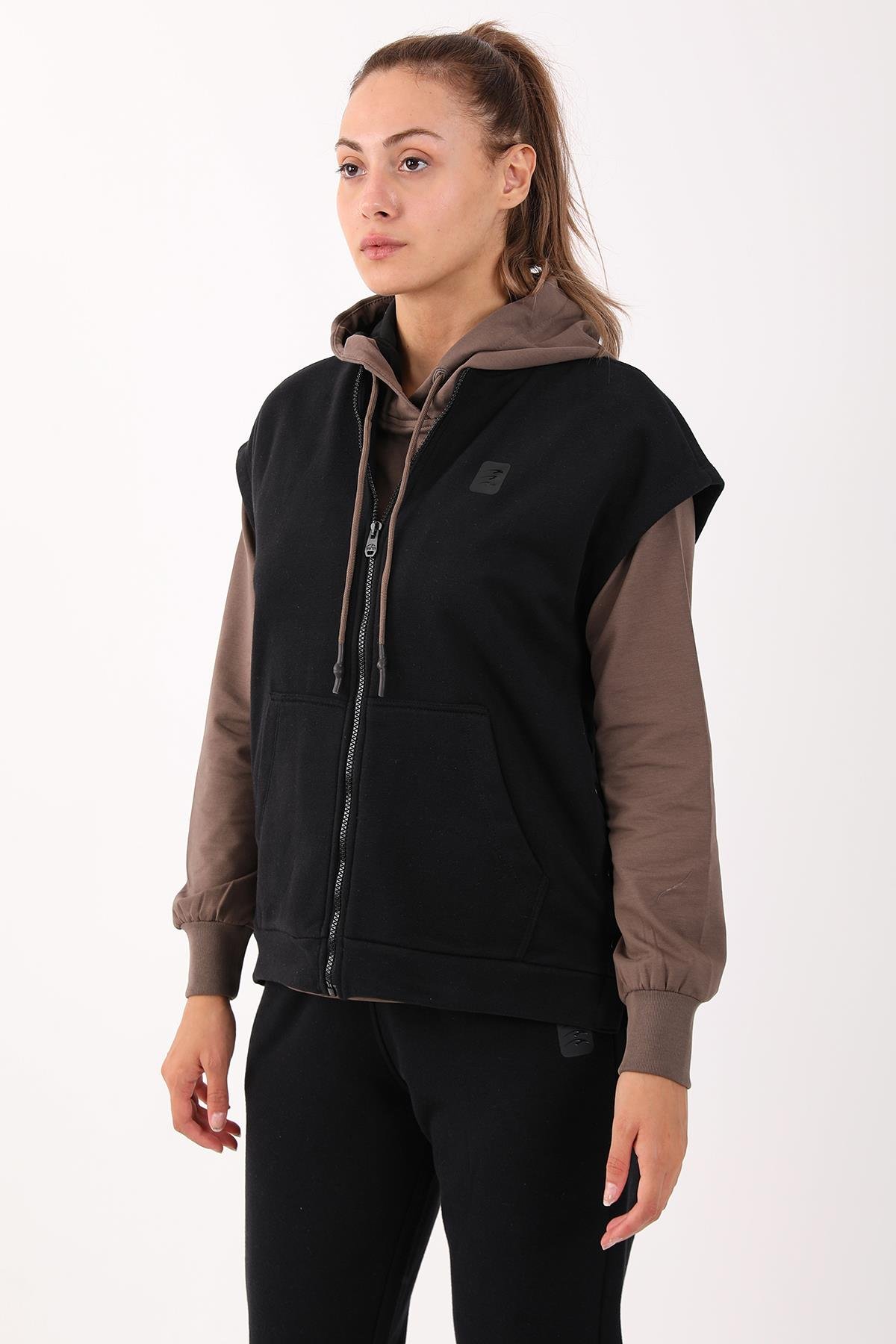 Maraton Sportswear Comfort Kadın Hakim Yaka  Uzun Kol Basic Eşofman Takımı 21912