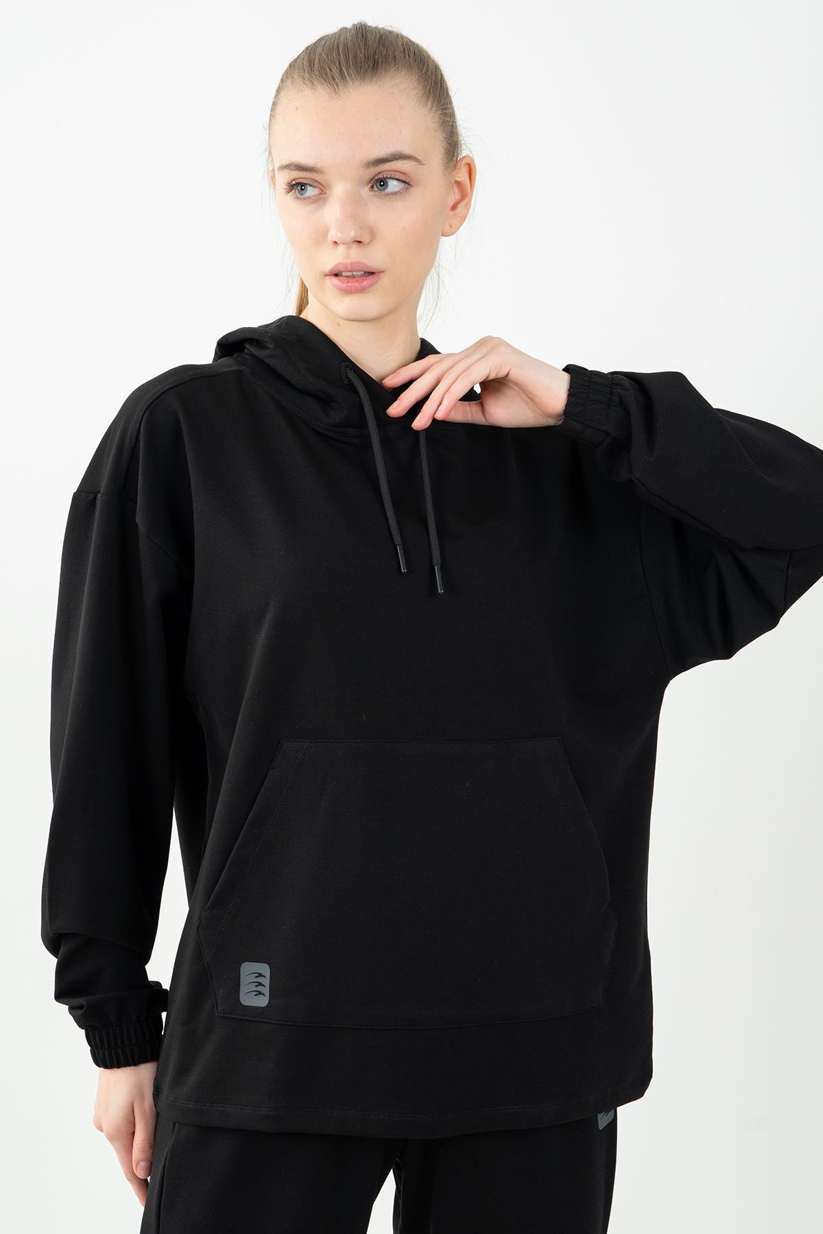 Maraton Sportswear Comfort Kadın Kapşonlu  Uzun Kol Basic Sweatshirt 22145