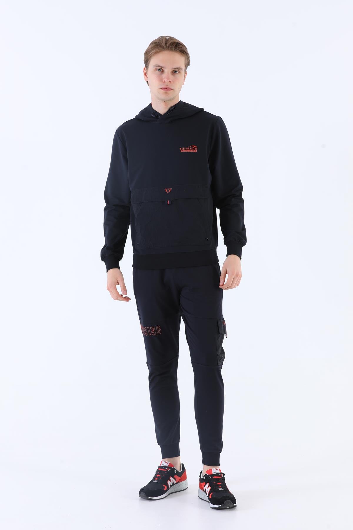 Maraton Sportswear Oversize Erkek Kapşonlu  Uzun Kol Basic Sweatshirt 20562
