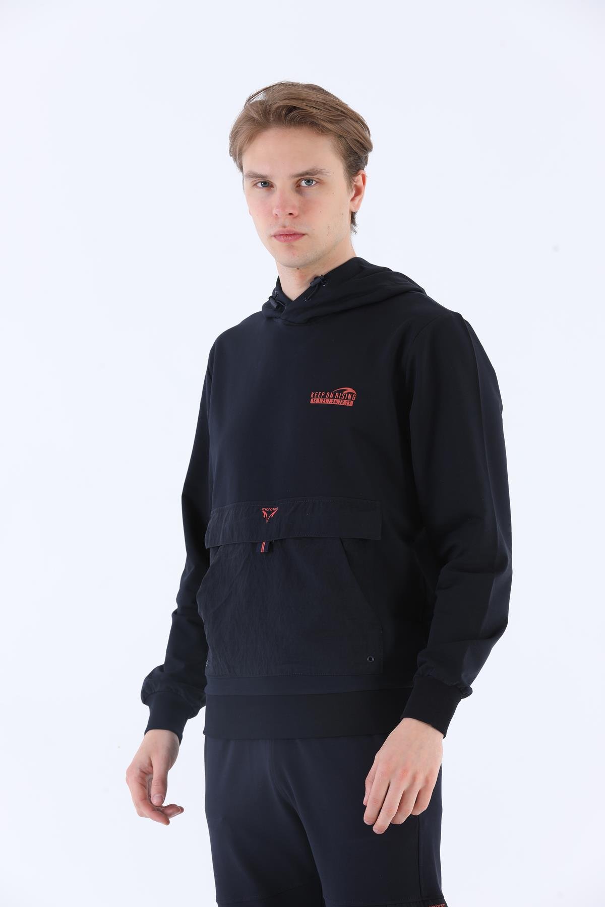 Maraton Sportswear Oversize Erkek Kapşonlu  Uzun Kol Basic Sweatshirt 20562