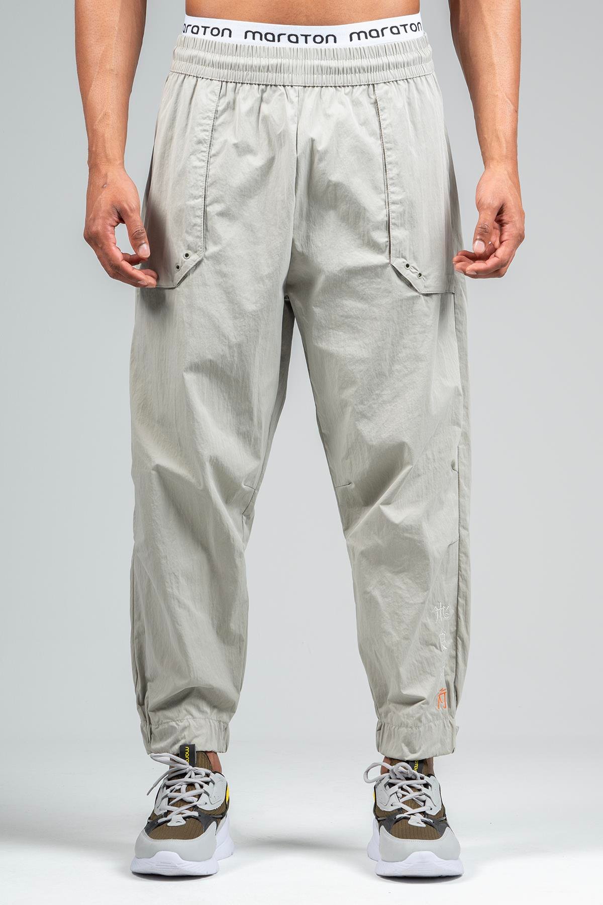 Maraton Sportswear Oversize Erkek  Lastik Paça  Basic Gümüş Gri Pantolon 23256