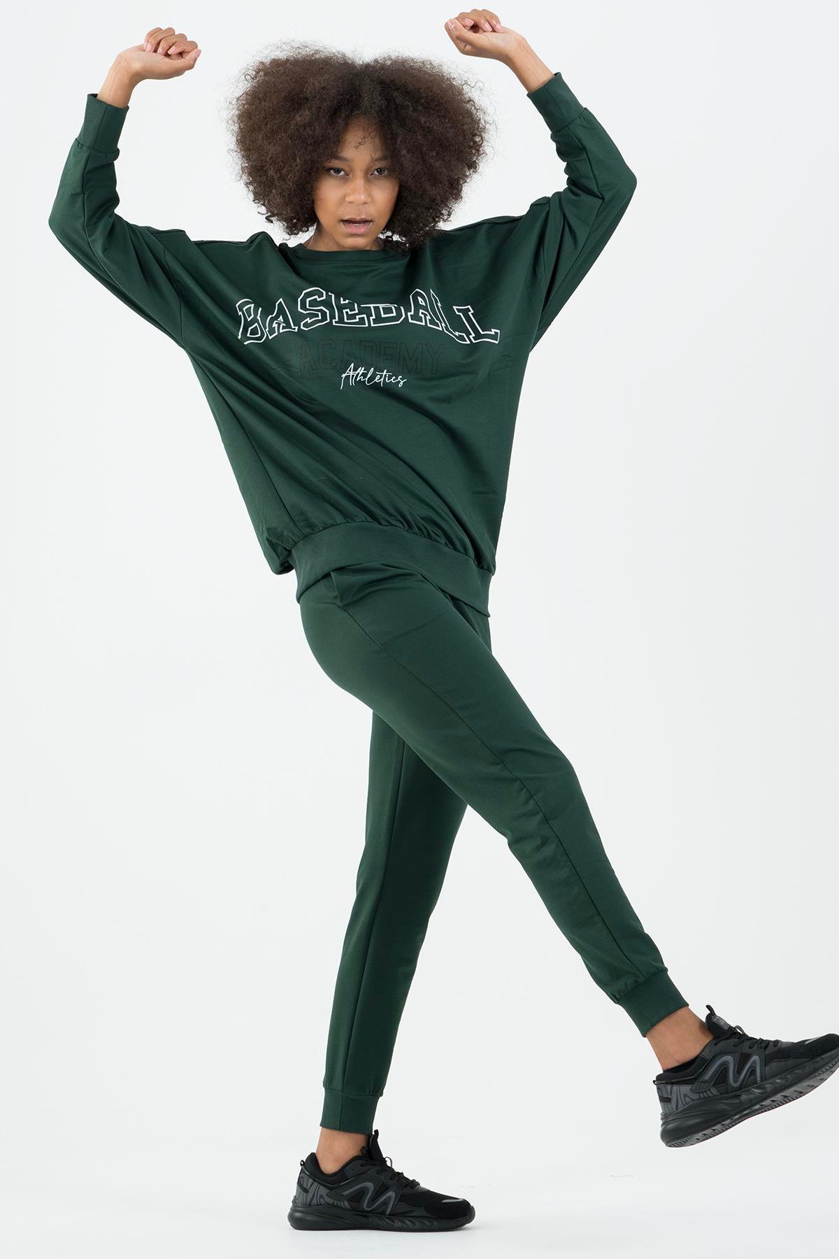 Maraton Sportswear Oversize Kadın Bisiklet Yaka  Uzun Kol Basic Sweatshirt 22185