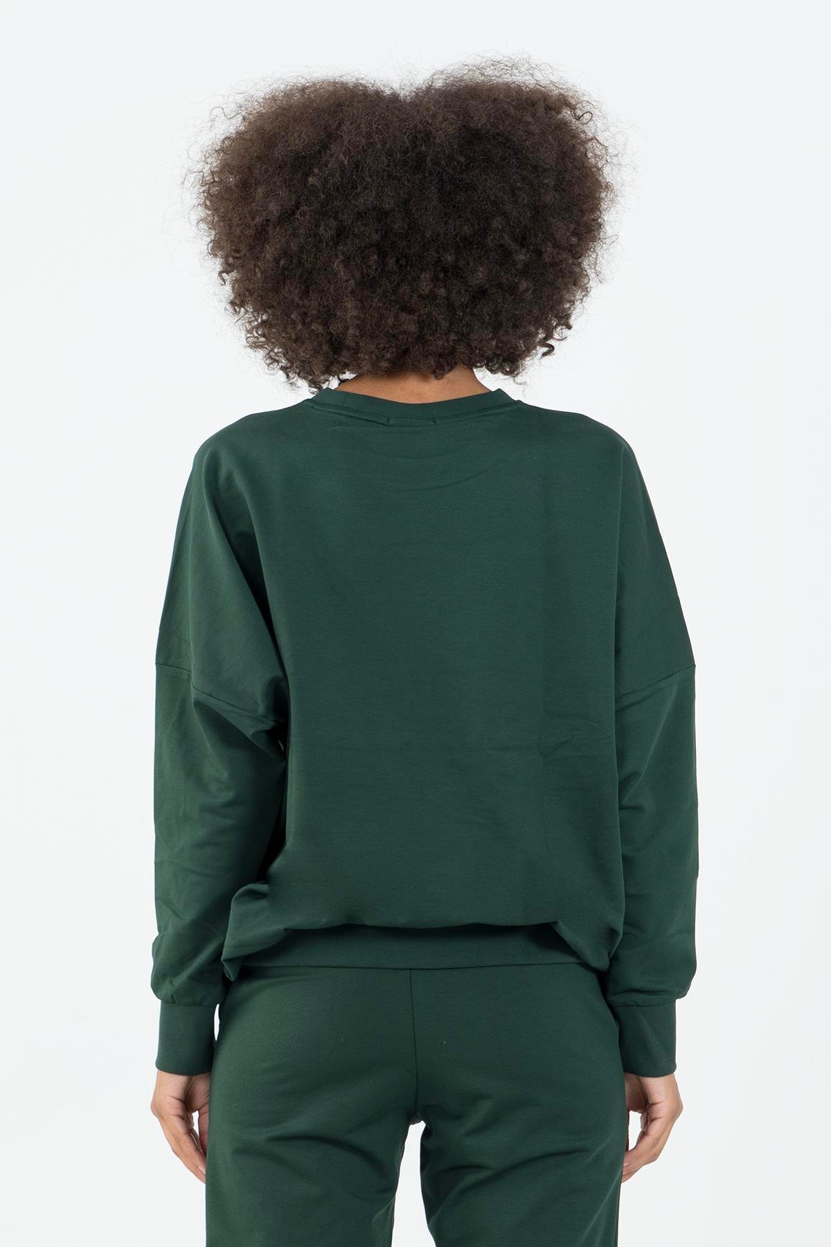 Maraton Sportswear Oversize Kadın Bisiklet Yaka  Uzun Kol Basic Sweatshirt 22185