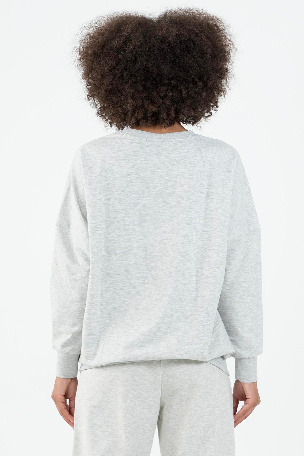Maraton Sportswear Oversize Kadın Bisiklet Yaka  Uzun Kol Basic Sweatshirt 22185