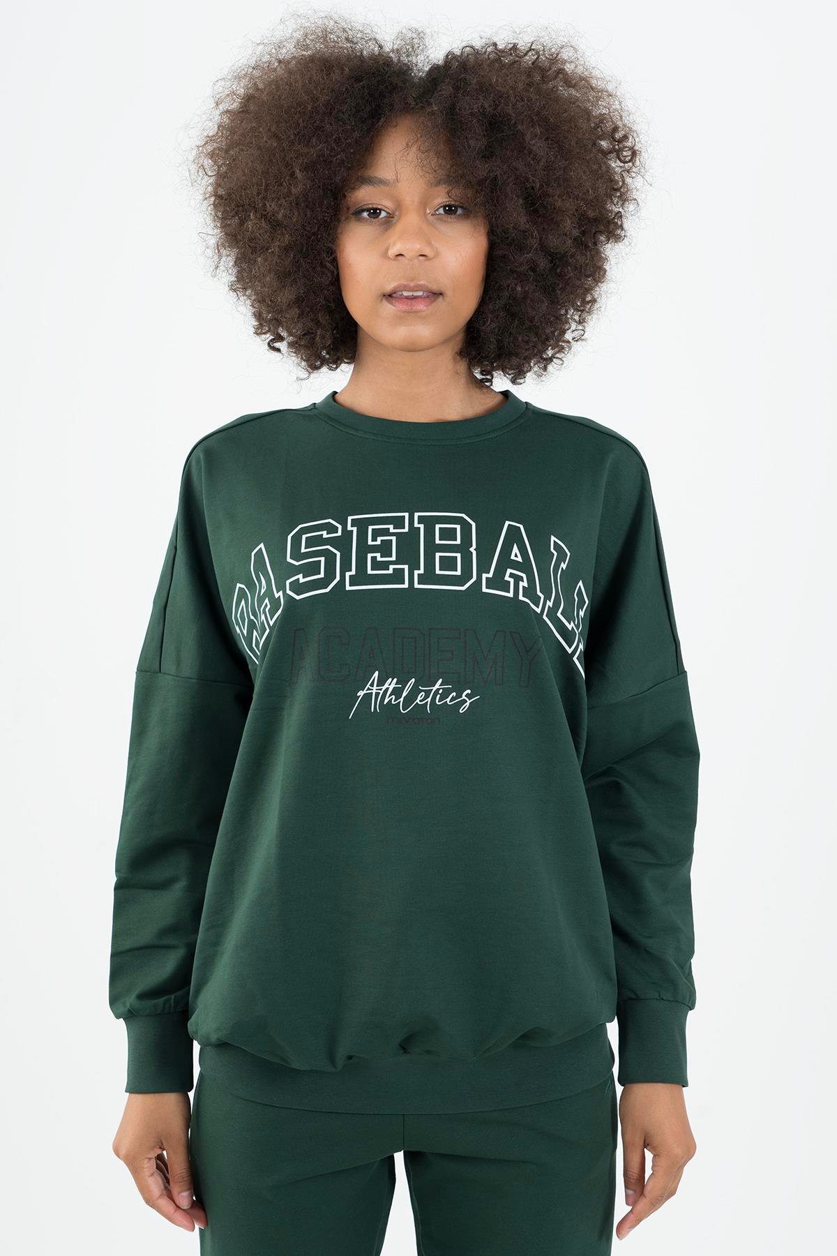 Maraton Sportswear Oversize Kadın Bisiklet Yaka  Uzun Kol Basic Sweatshirt 22185