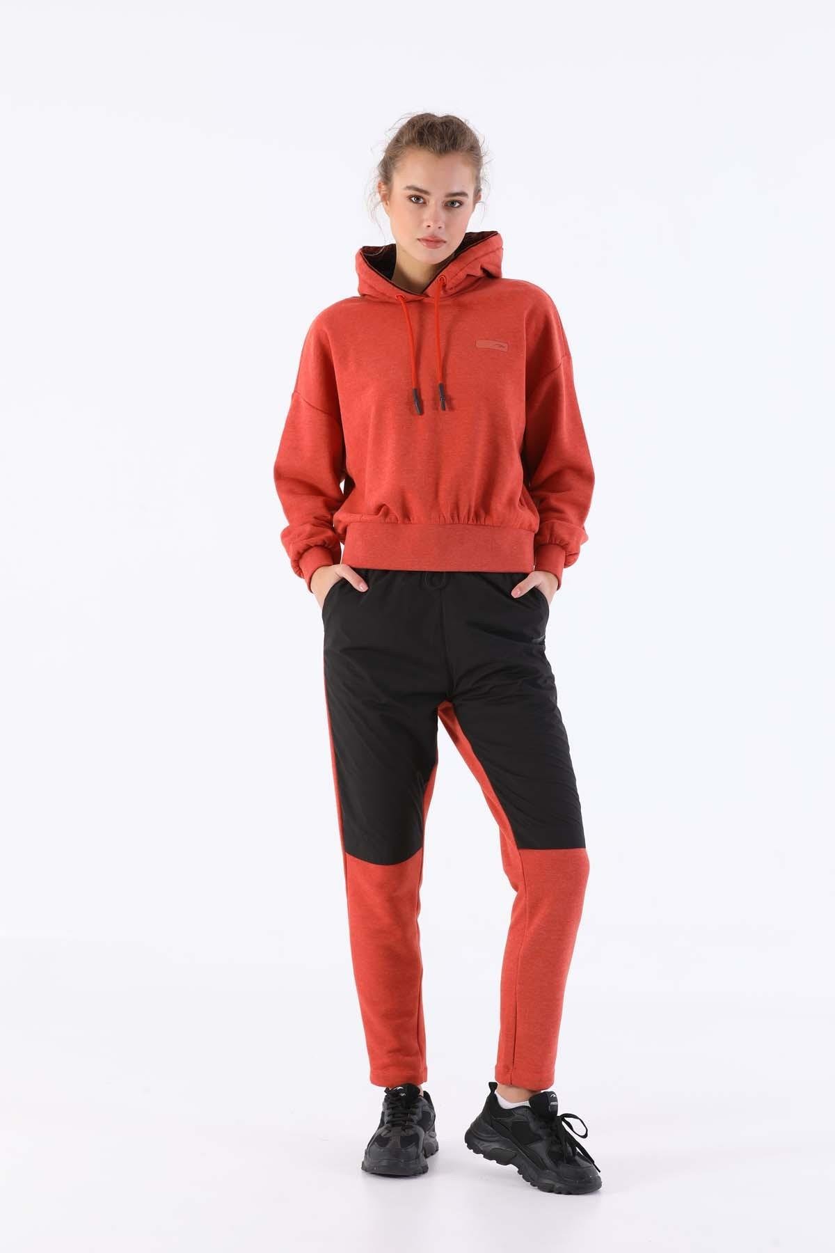 Maraton Sportswear Oversize Kadın Kapşonlu  Uzun Kol Basic Sweatshirt 20335