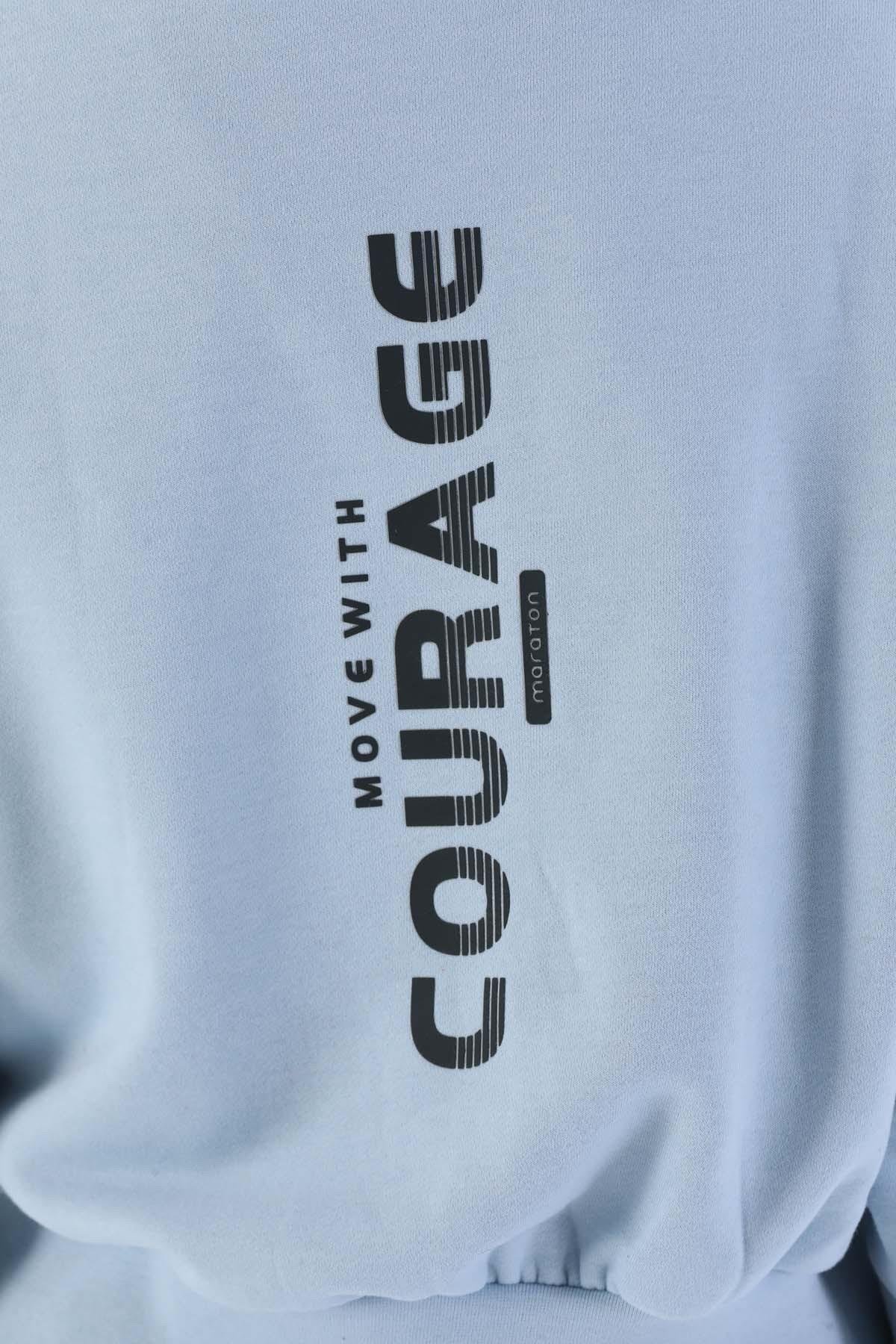 Maraton Sportswear Oversize Kadın Kapşonlu  Uzun Kol Basic Sweatshirt 20335
