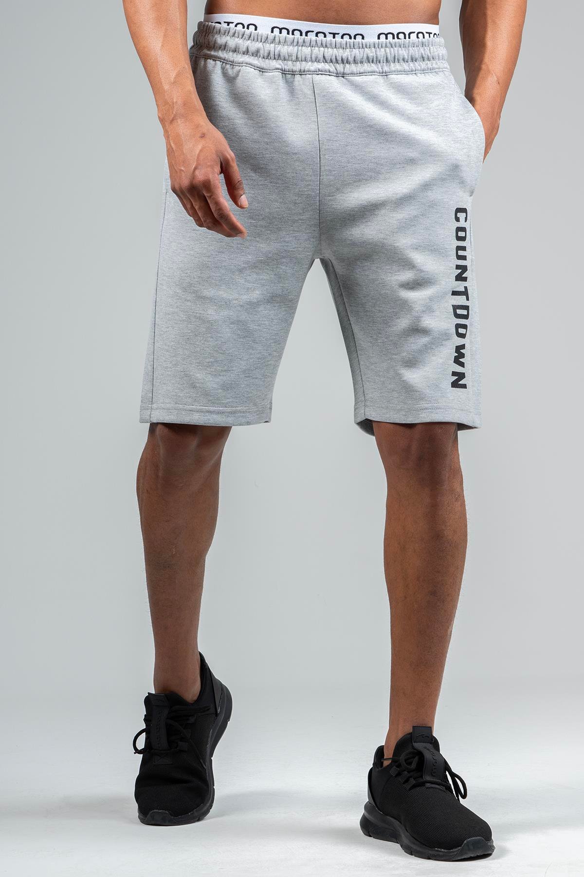 Maraton Sportswear Regular Erkek    Basic Gri Melanj Şort 22709