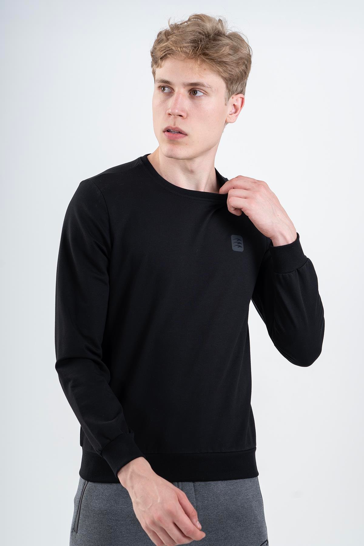 Maraton Sportswear Regular Erkek Bisiklet Yaka  Uzun Kol Basic Sweatshirt 21703