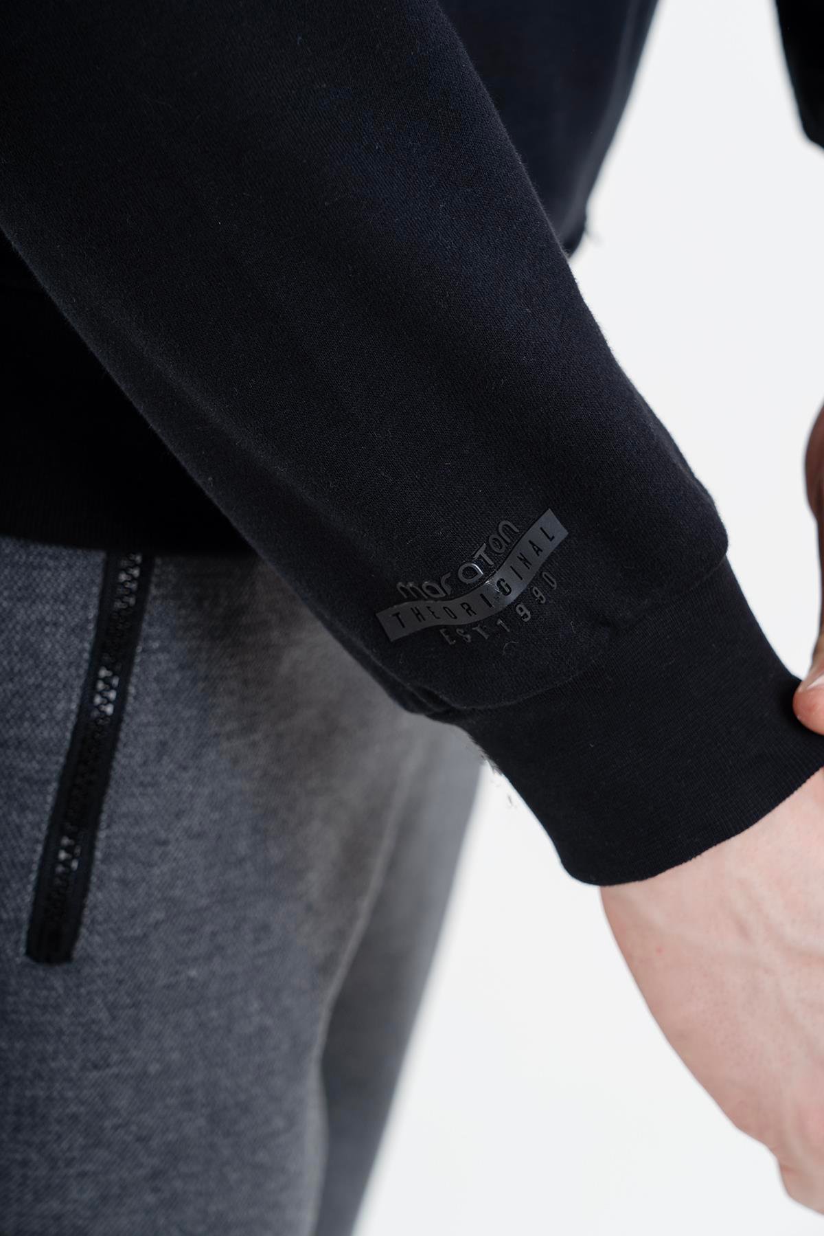 Maraton Sportswear Regular Erkek Bisiklet Yaka  Takma Kol Basic Sweatshirt 21796