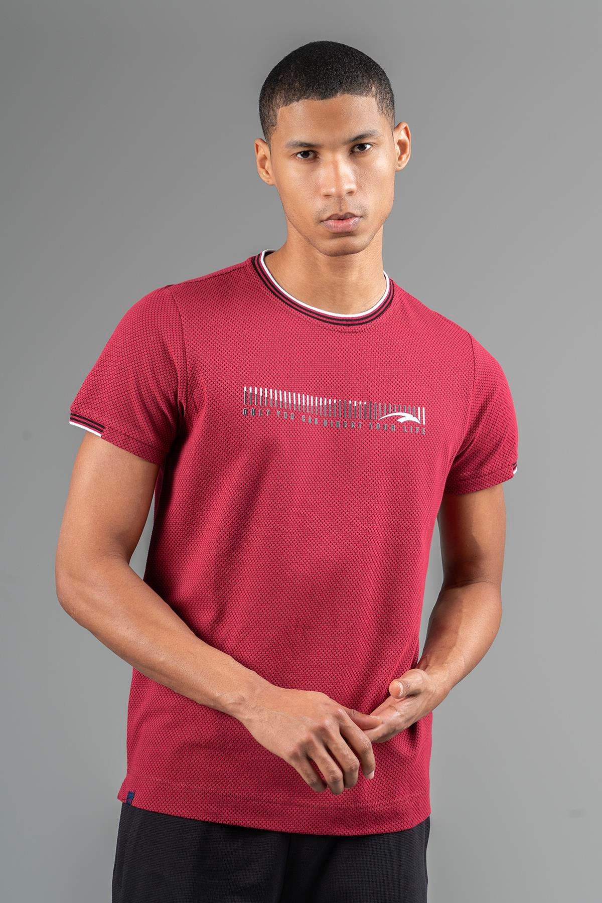 Maraton Sportswear Regular Erkek Bisiklet Yaka  Takma Kol Basic  T-shirt 22564