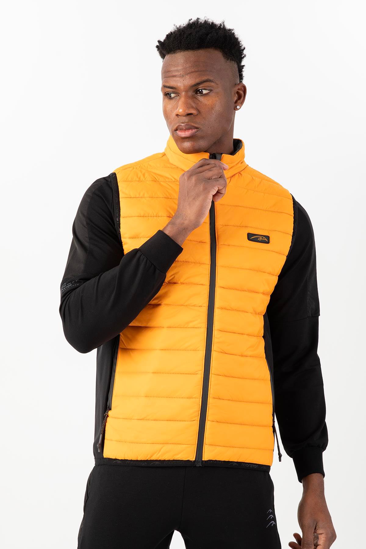 Maraton Sportswear Regular Erkek Dik Yaka  Kolsuz Basic Safran Yelek 21517