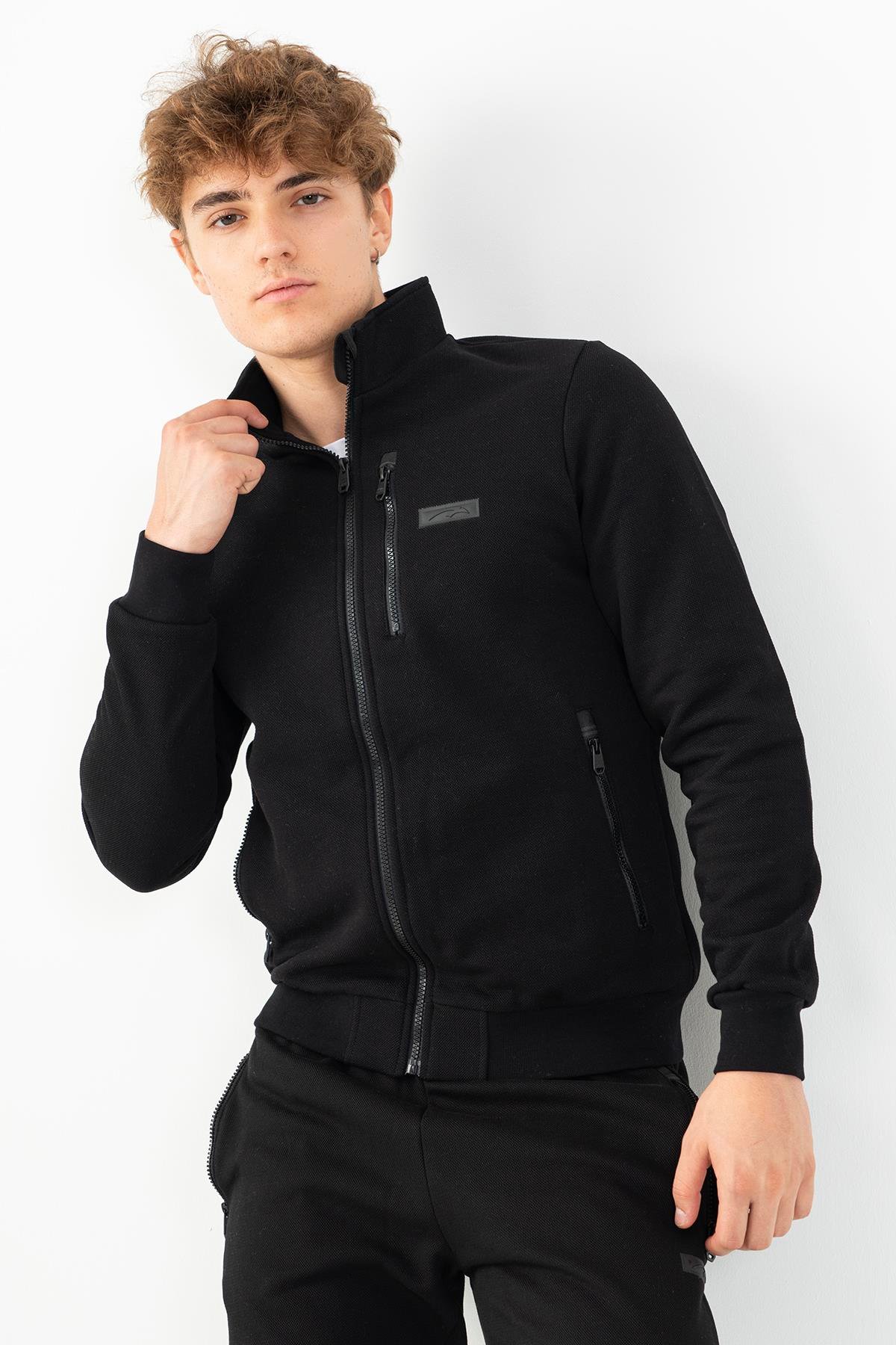 Maraton Sportswear Regular Erkek Dik Yaka  Uzun Kol Basic Eşofman Üstü 21816