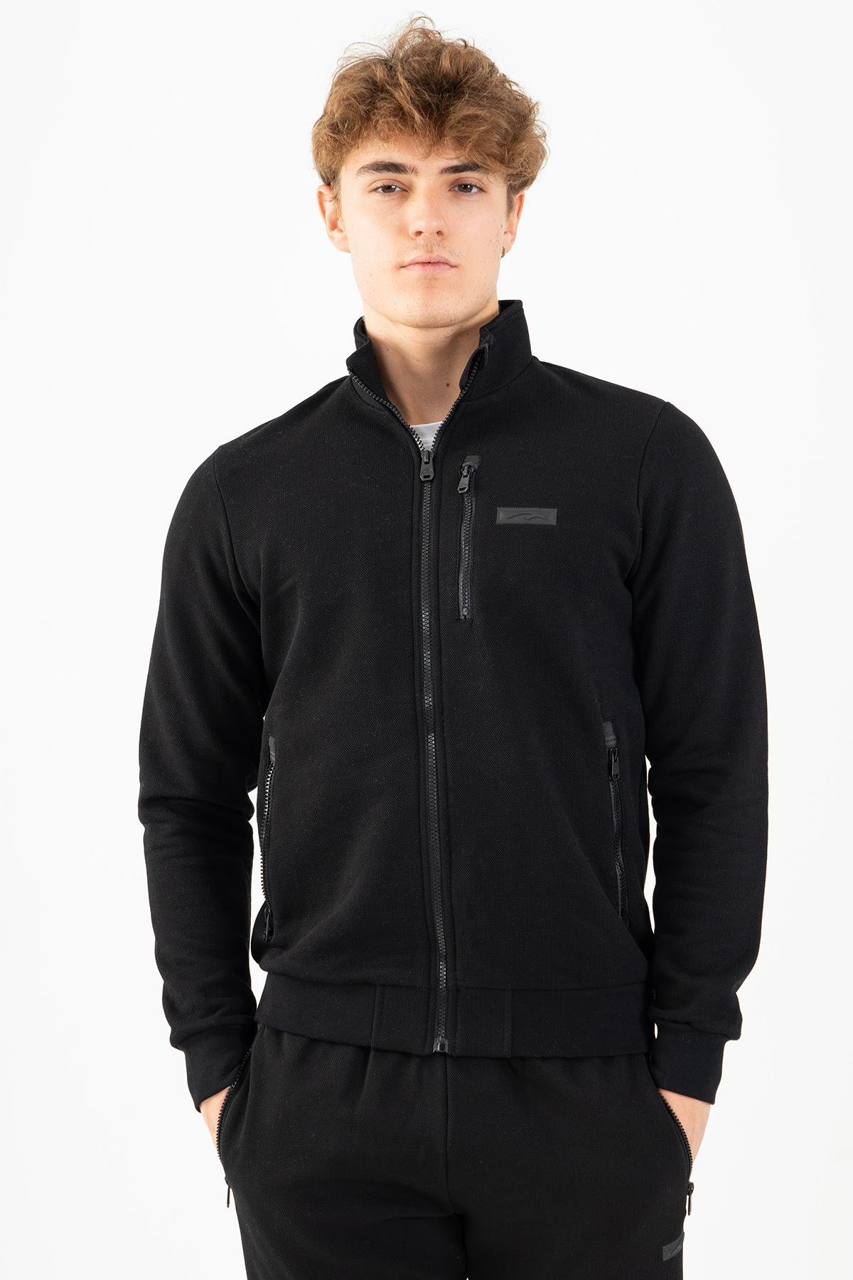 Maraton Sportswear Regular Erkek Dik Yaka  Uzun Kol Basic Eşofman Üstü 21816