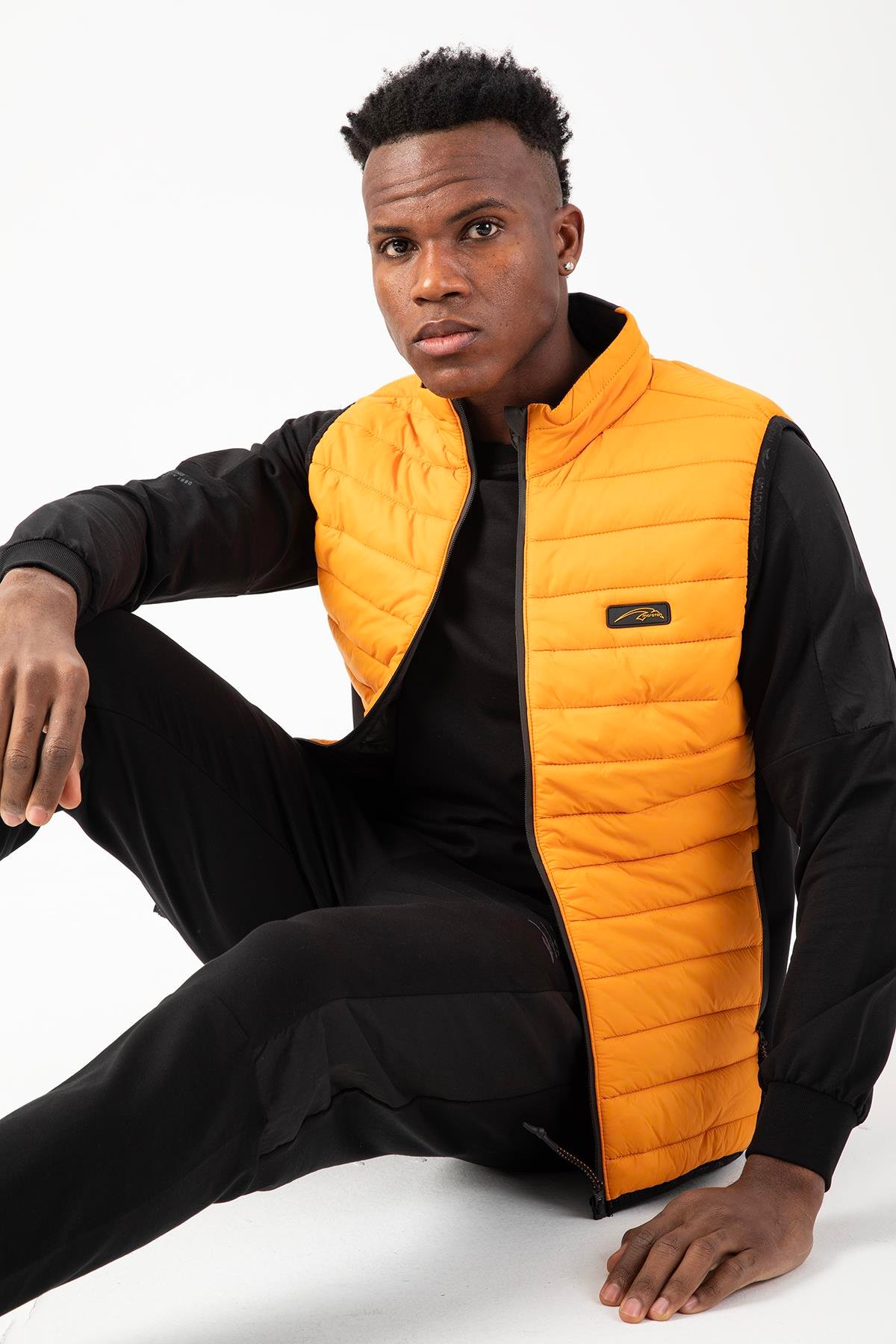 Maraton Sportswear Regular Erkek Dik Yaka  Kolsuz Basic Safran Yelek 21517