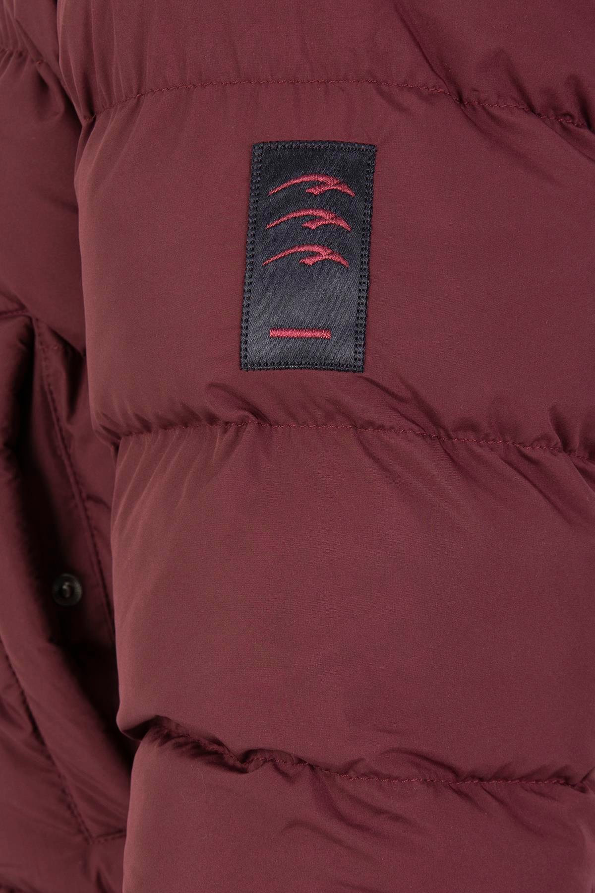 Maraton Sportswear Regular Erkek Kapşonlu  Uzun Kol Basic Bordo Mont 21262