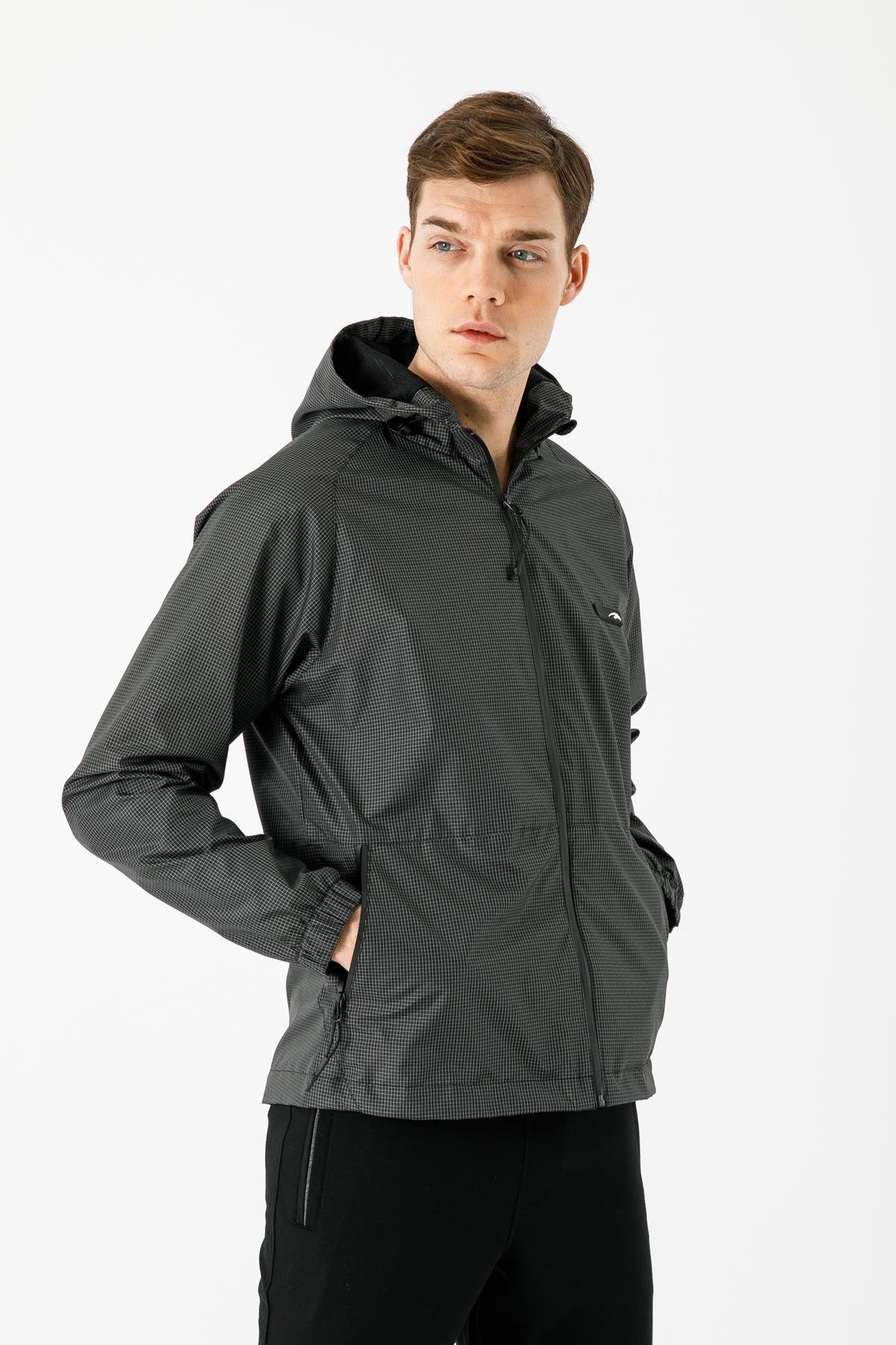 Maraton Sportswear Regular Erkek Kapşonlu  Uzun Kol Basic Yağmurluk 20132