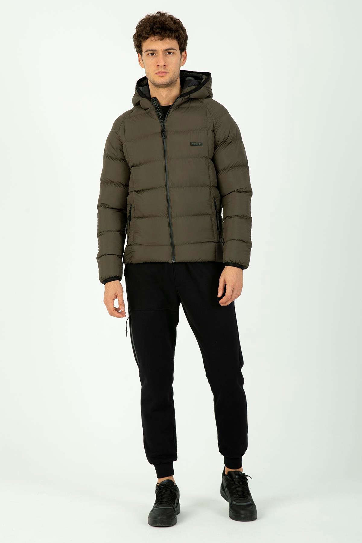 Maraton Sportswear Regular Erkek Kapşonlu  Uzun Kol Basic Mont 21259