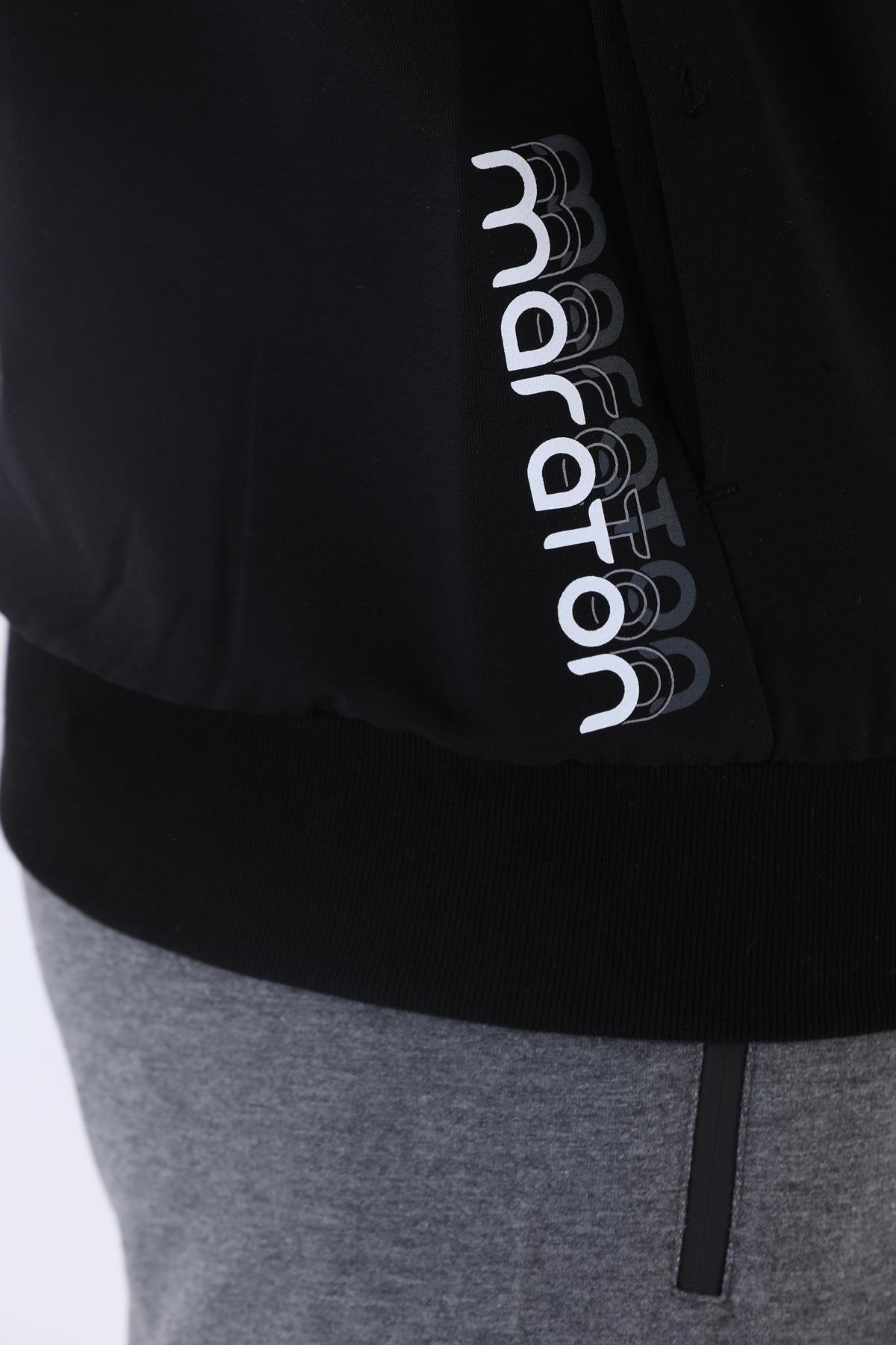 Maraton Sportswear Regular Erkek Kapşonlu  Uzun Kol Basic Sweatshirt 21219