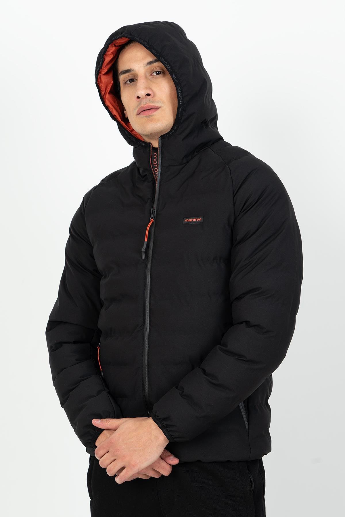 Maraton Sportswear Regular Erkek Kapşonlu  Uzun Kol Basic Mont 21501