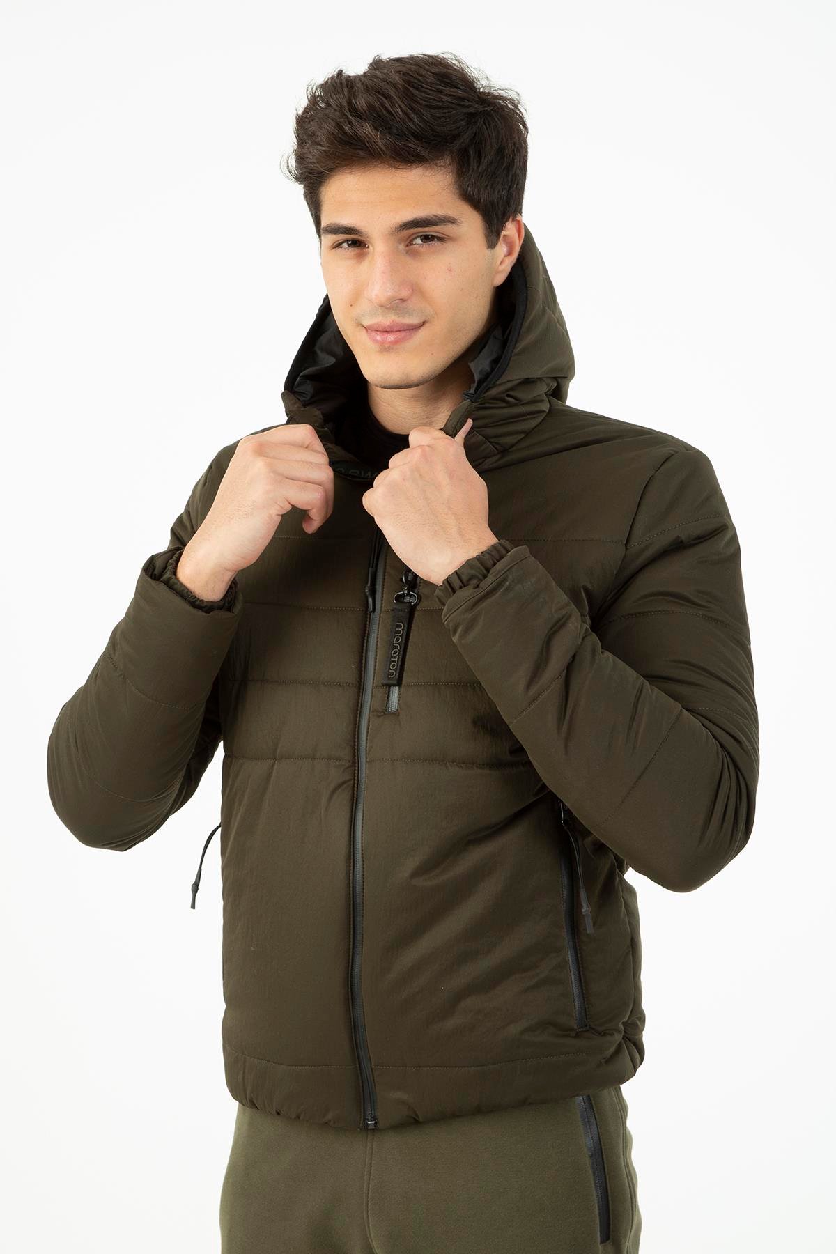 Maraton Sportswear Regular Erkek Kapşonlu  Uzun Kol Basic Mont 21264