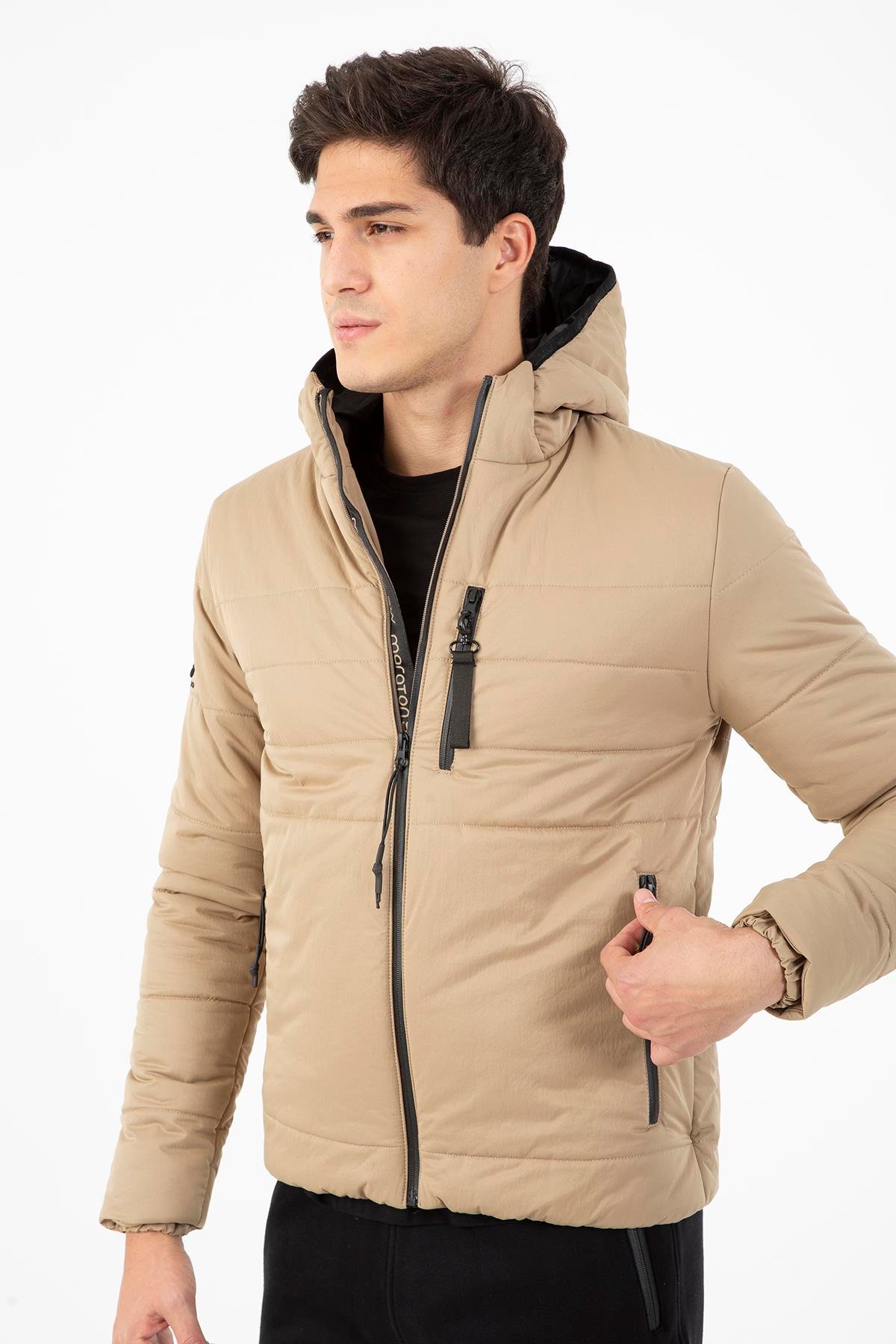 Maraton Sportswear Regular Erkek Kapşonlu  Uzun Kol Basic Mont 21264