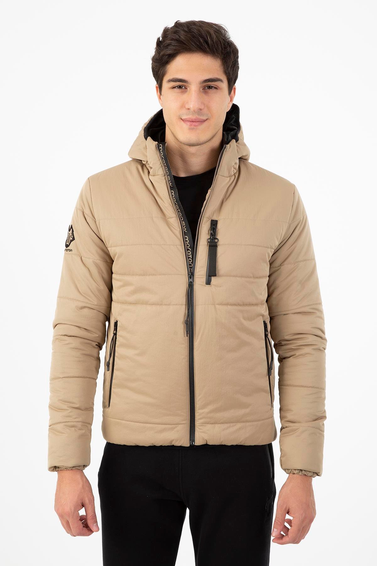 Maraton Sportswear Regular Erkek Kapşonlu  Uzun Kol Basic Mont 21264