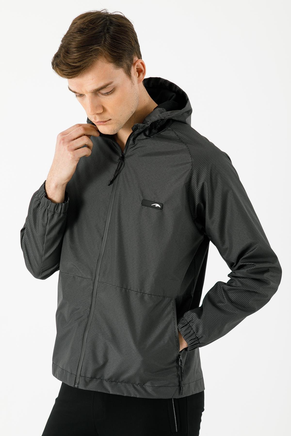 Maraton Sportswear Regular Erkek Kapşonlu  Uzun Kol Basic Yağmurluk 20132