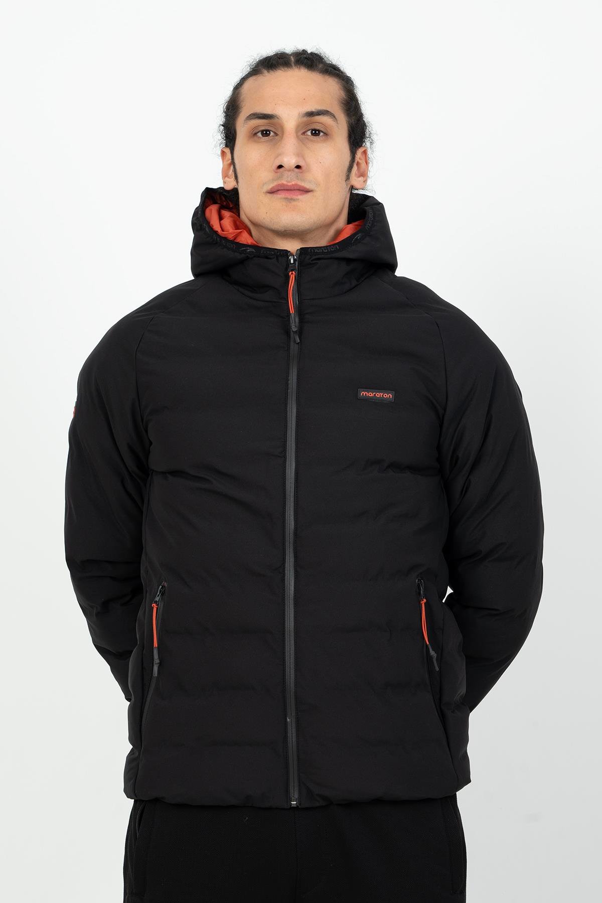 Maraton Sportswear Regular Erkek Kapşonlu  Uzun Kol Basic Mont 21501