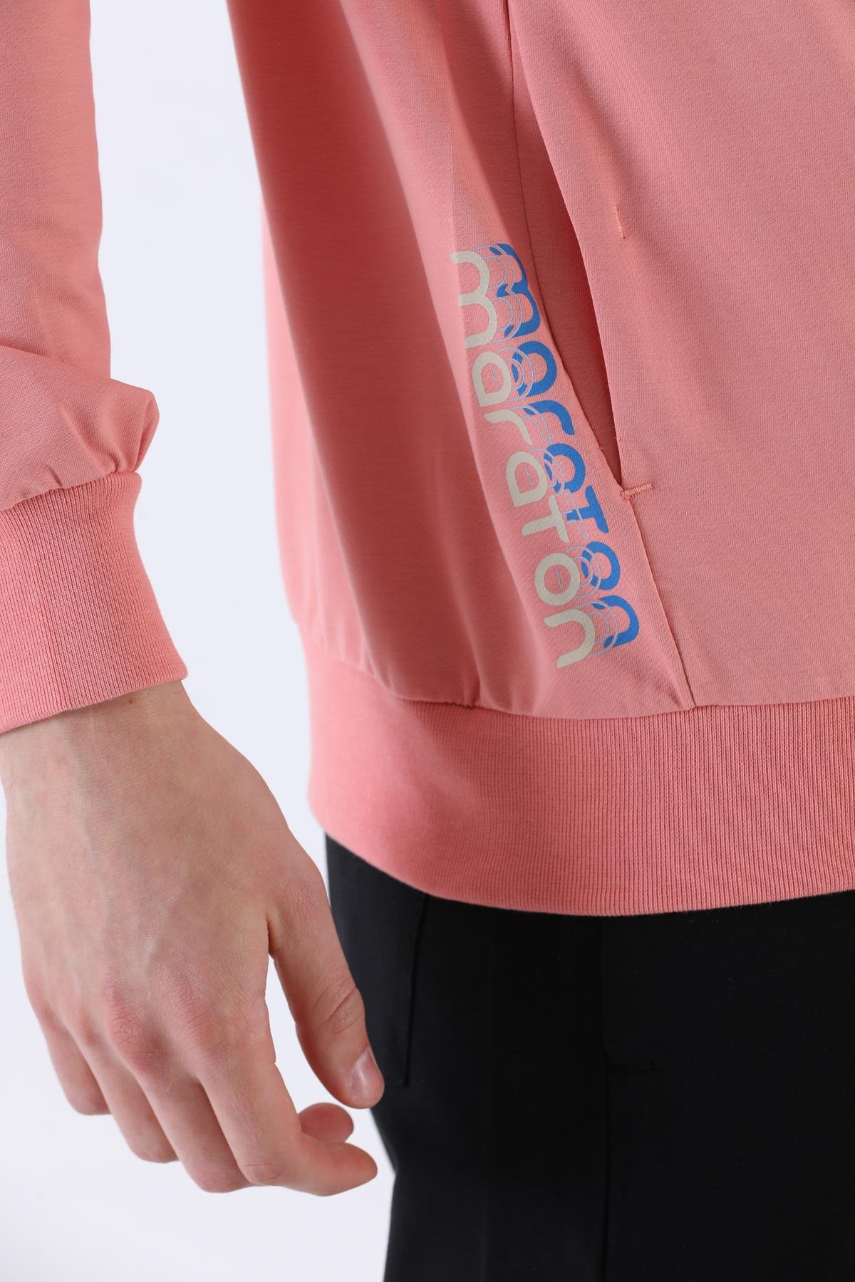 Maraton Sportswear Regular Erkek Kapşonlu  Uzun Kol Basic Sweatshirt 21219