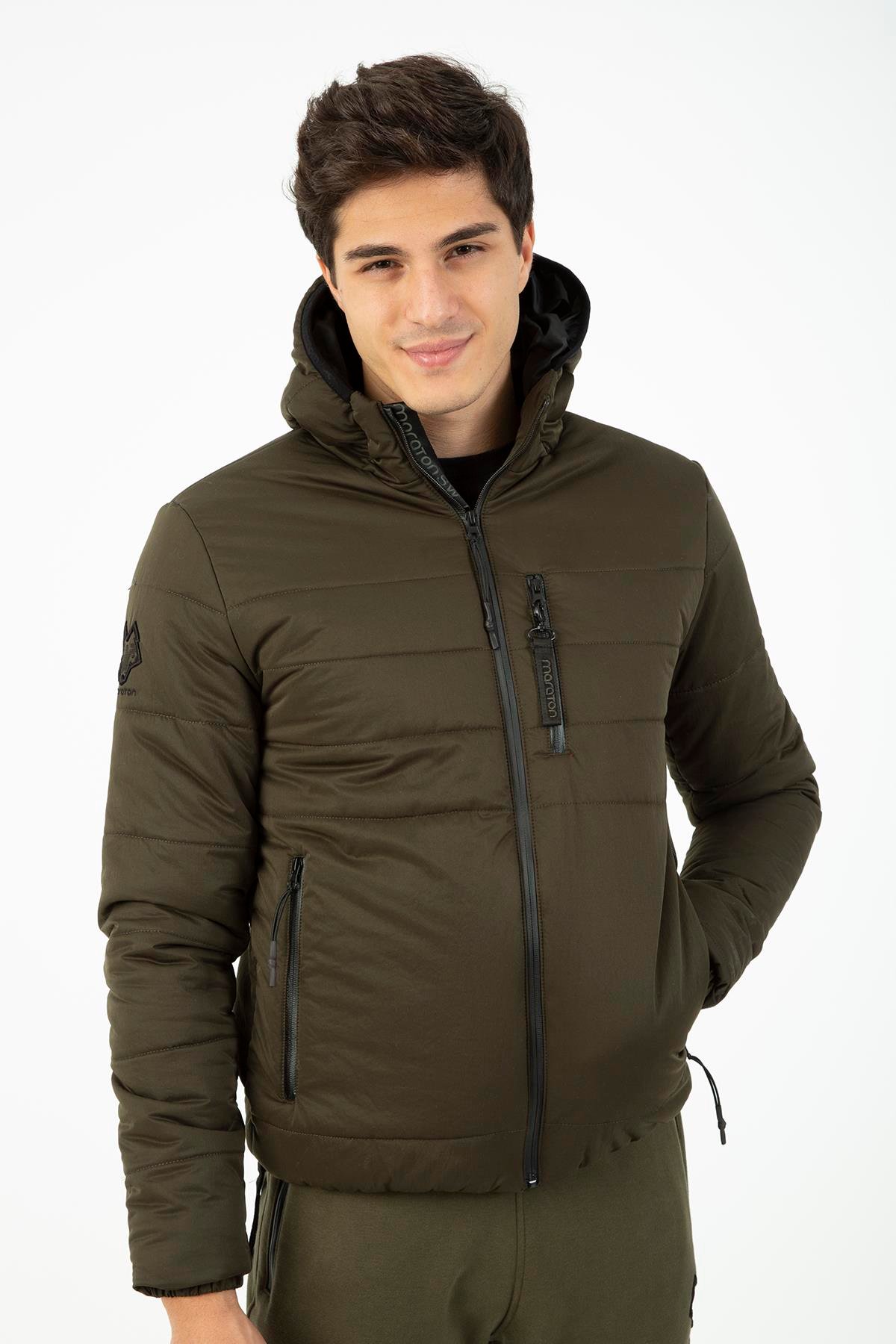 Maraton Sportswear Regular Erkek Kapşonlu  Uzun Kol Basic Mont 21264