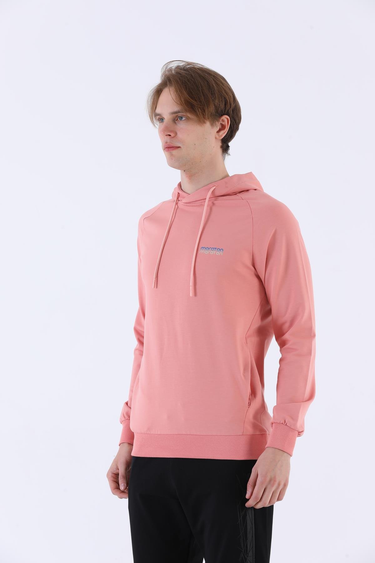 Maraton Sportswear Regular Erkek Kapşonlu  Uzun Kol Basic Sweatshirt 21219