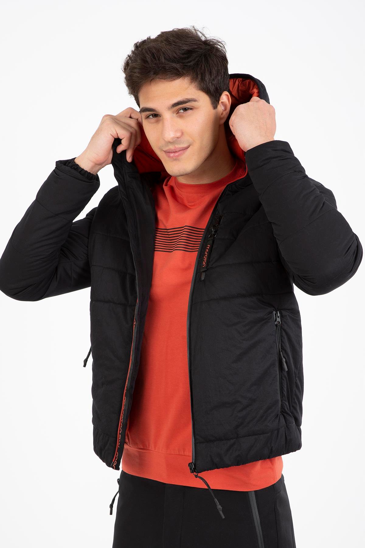 Maraton Sportswear Regular Erkek Kapşonlu  Uzun Kol Basic Mont 21264