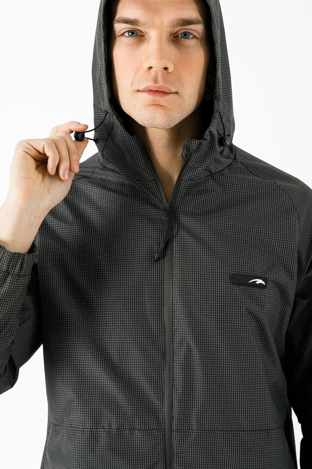 Maraton Sportswear Regular Erkek Kapşonlu  Uzun Kol Basic Yağmurluk 20132