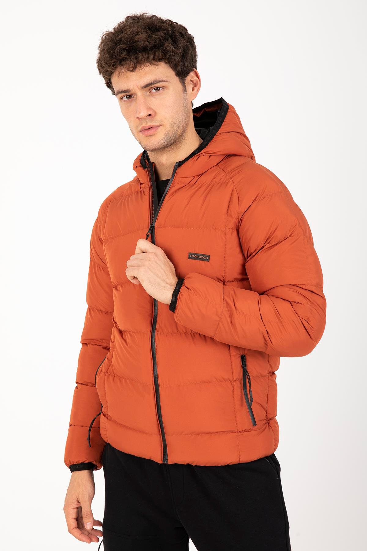 Maraton Sportswear Regular Erkek Kapşonlu  Uzun Kol Basic Mont 21259