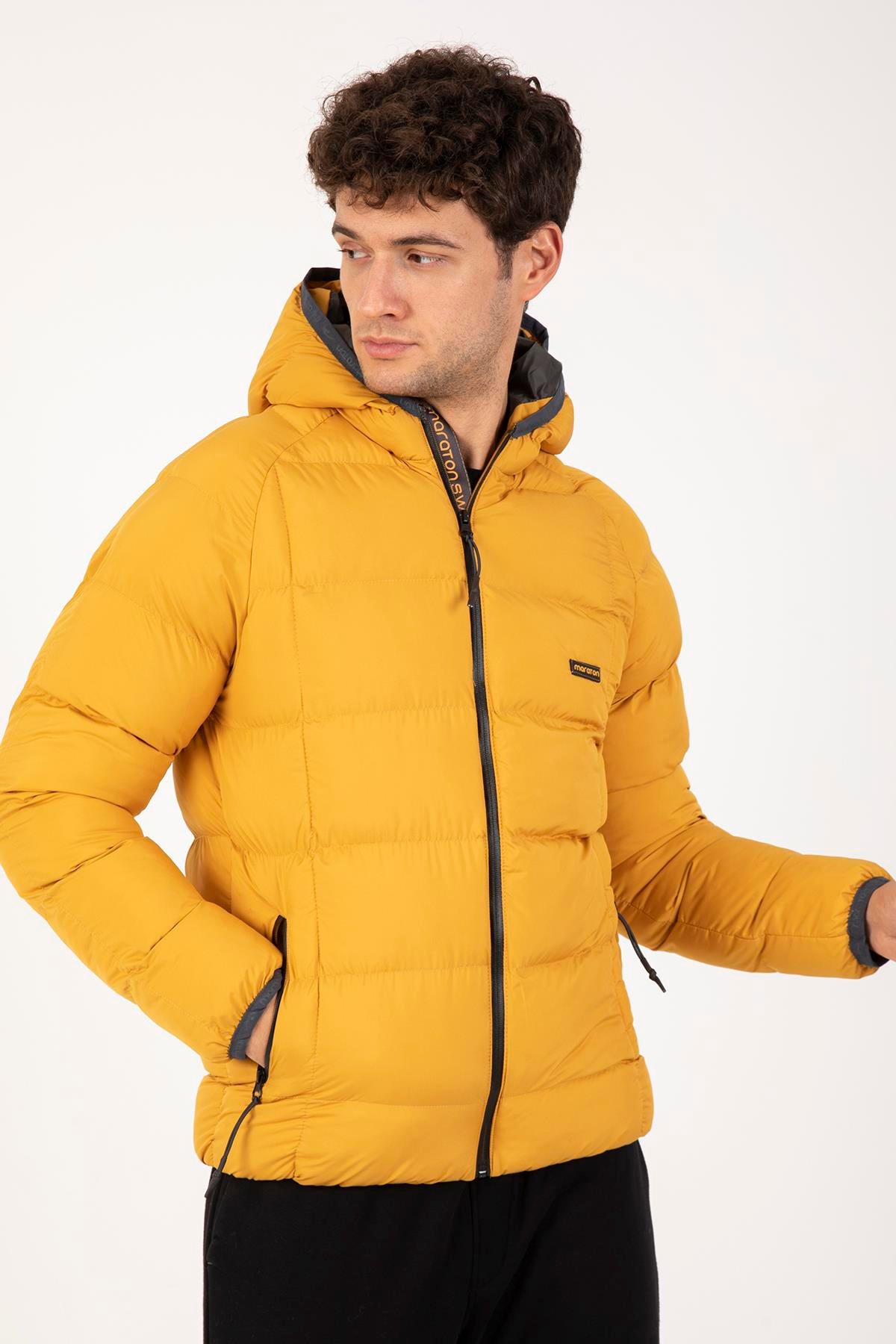 Maraton Sportswear Regular Erkek Kapşonlu  Uzun Kol Basic Mont 21259
