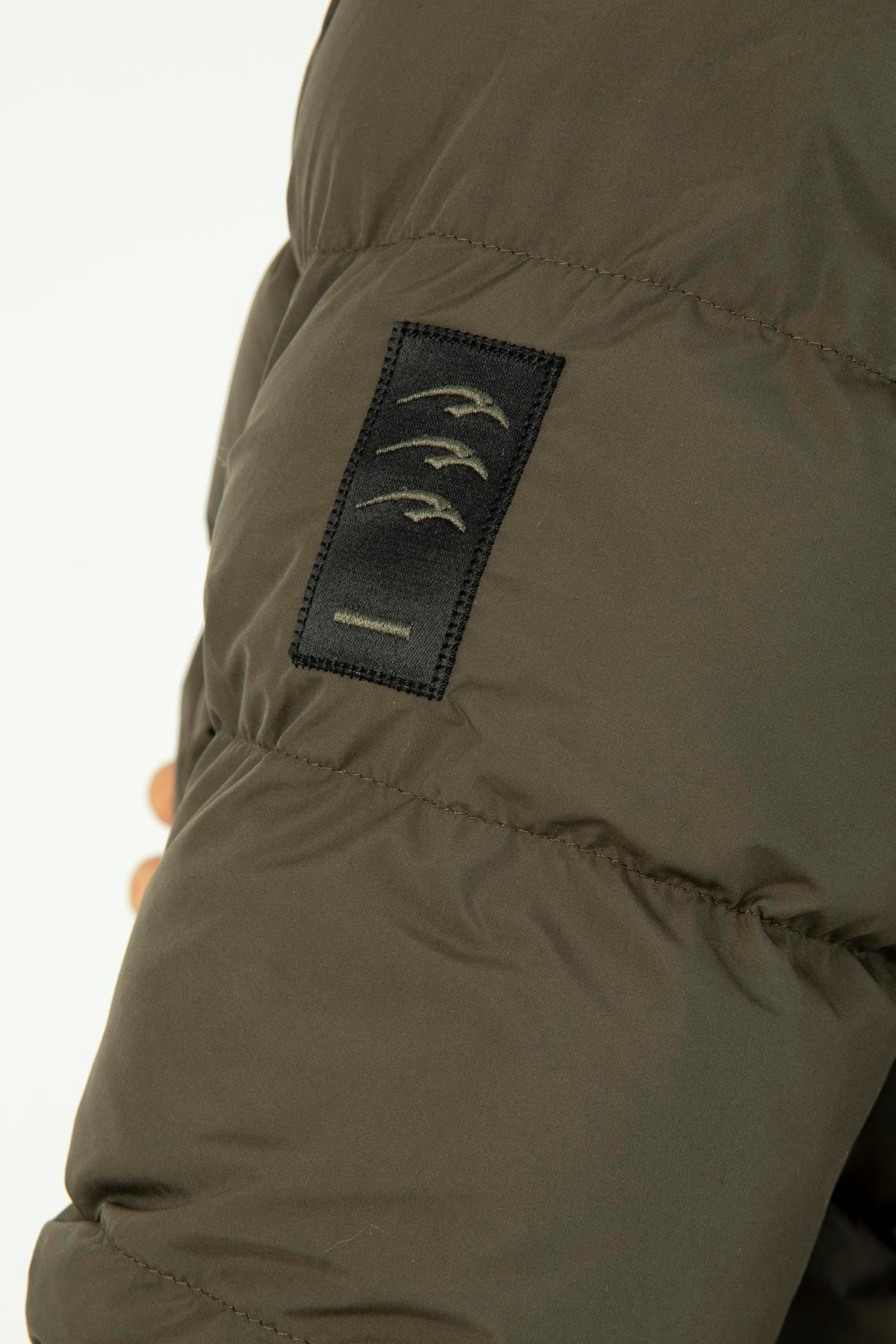 Maraton Sportswear Regular Erkek Kapşonlu  Uzun Kol Basic Haki Mont 21262