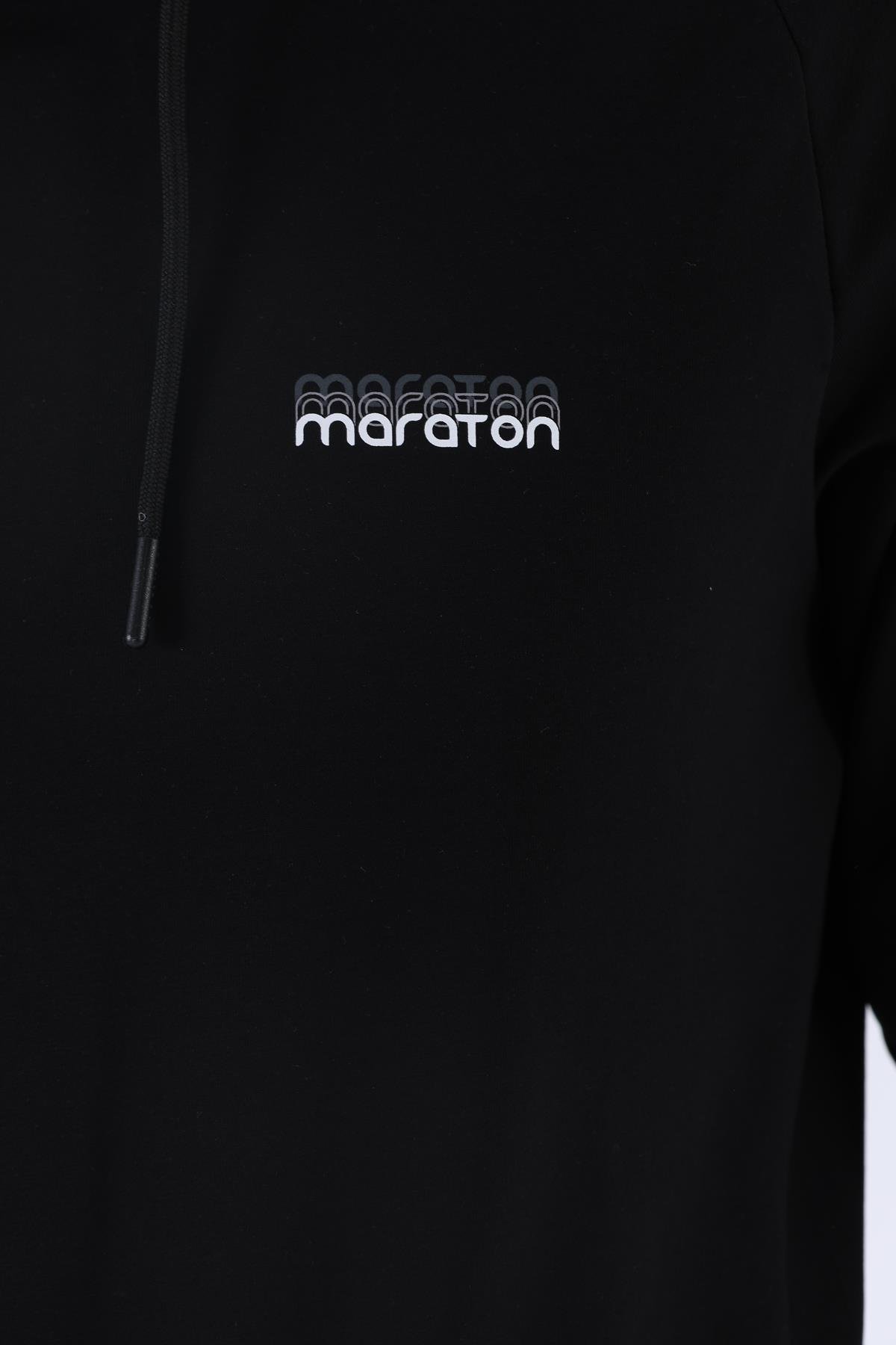 Maraton Sportswear Regular Erkek Kapşonlu  Uzun Kol Basic Sweatshirt 21219