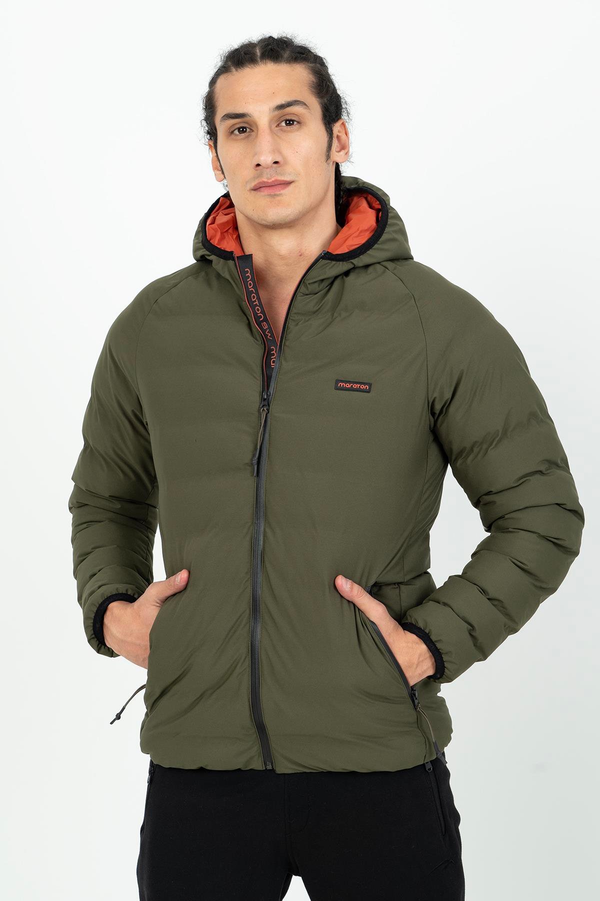 Maraton Sportswear Regular Erkek Kapşonlu  Uzun Kol Basic Mont 21501