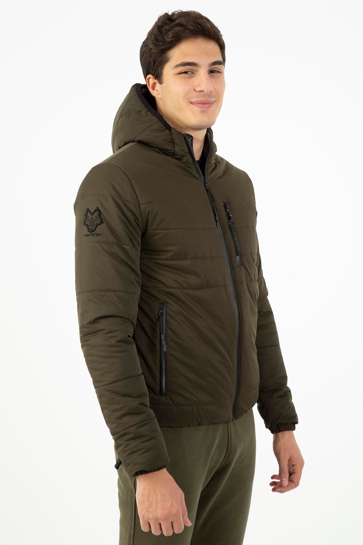 Maraton Sportswear Regular Erkek Kapşonlu  Uzun Kol Basic Mont 21264
