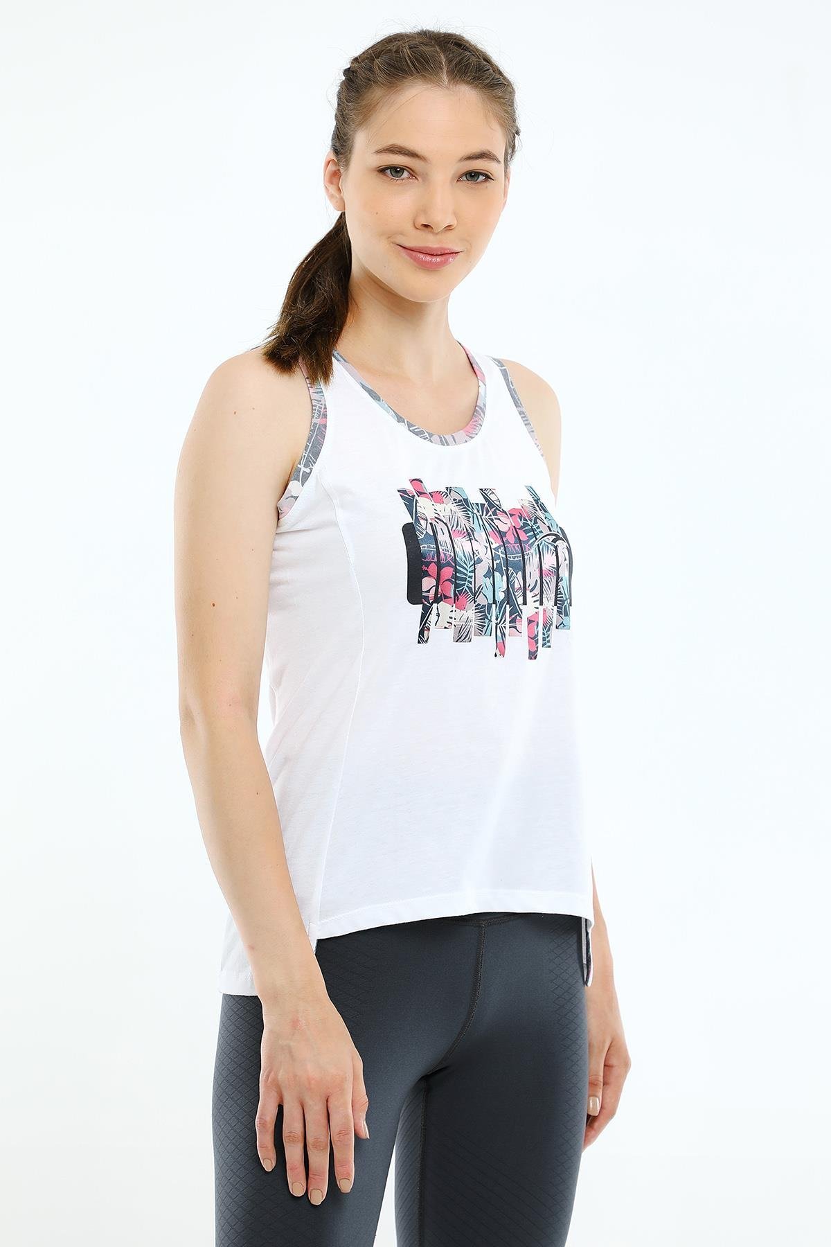 Maraton Sportswear Regular Kadın Atlet Yaka  Kolsuz Basic Atlet 19864
