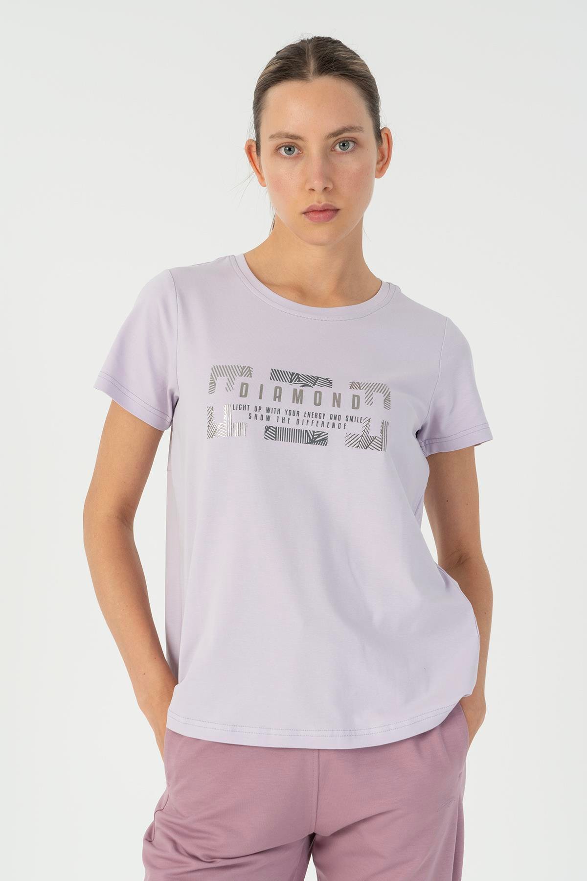 Maraton Sportswear Regular Kadın Bisiklet Yaka  Kısa Kol Basic  T-shirt 23127
