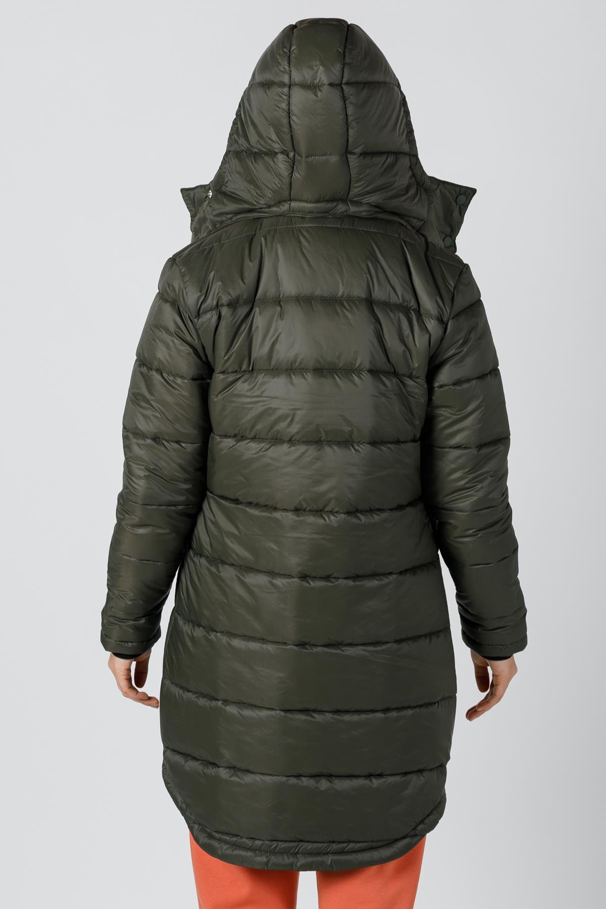 Maraton Sportswear Regular Kadın Kapşonlu  Uzun Kol Basic Mont 19390