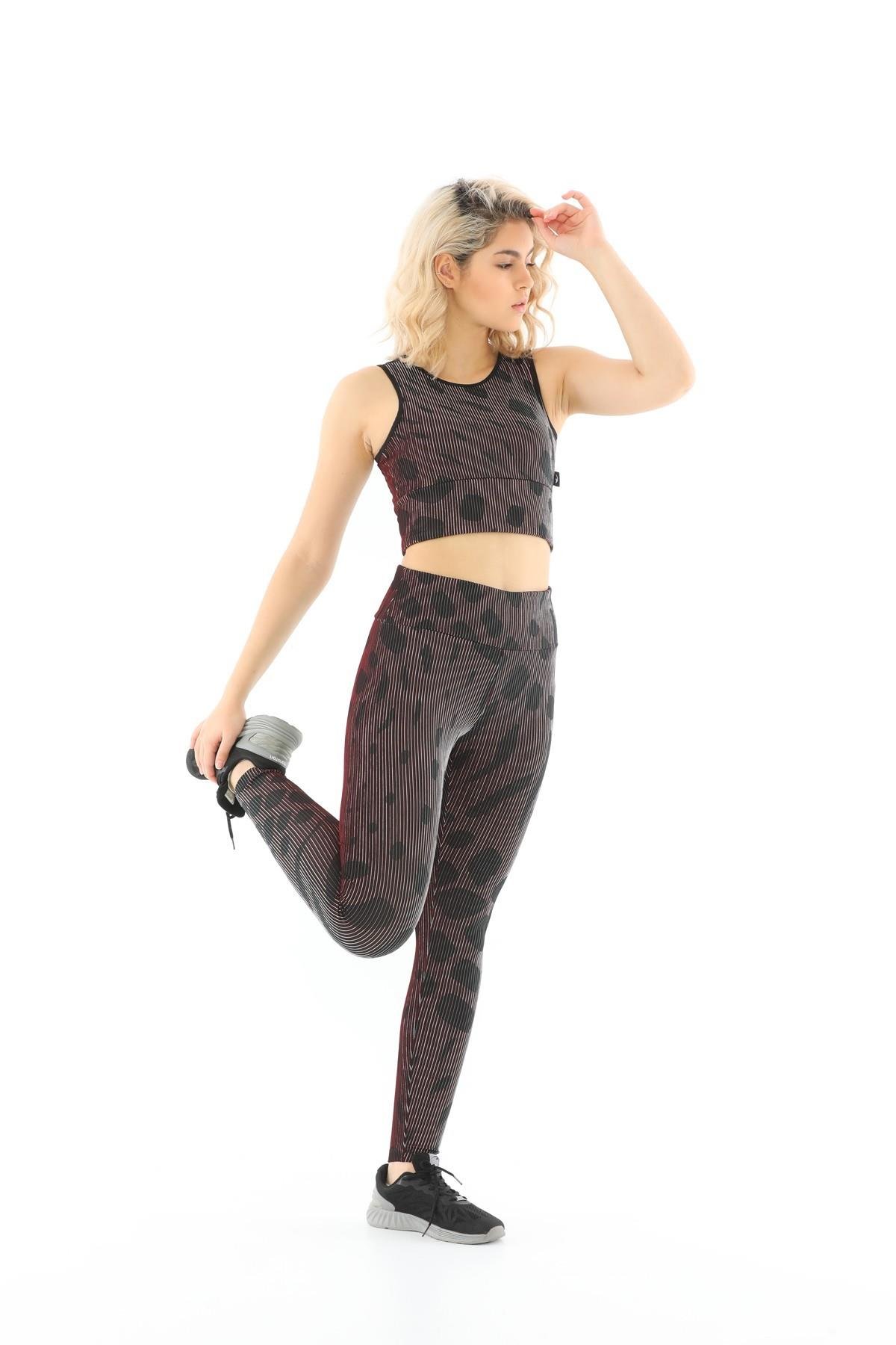 Maraton Sportswear SlimFit Kadın Bisiklet Yaka  Kolsuz Basic Kırmızı Bra 20490